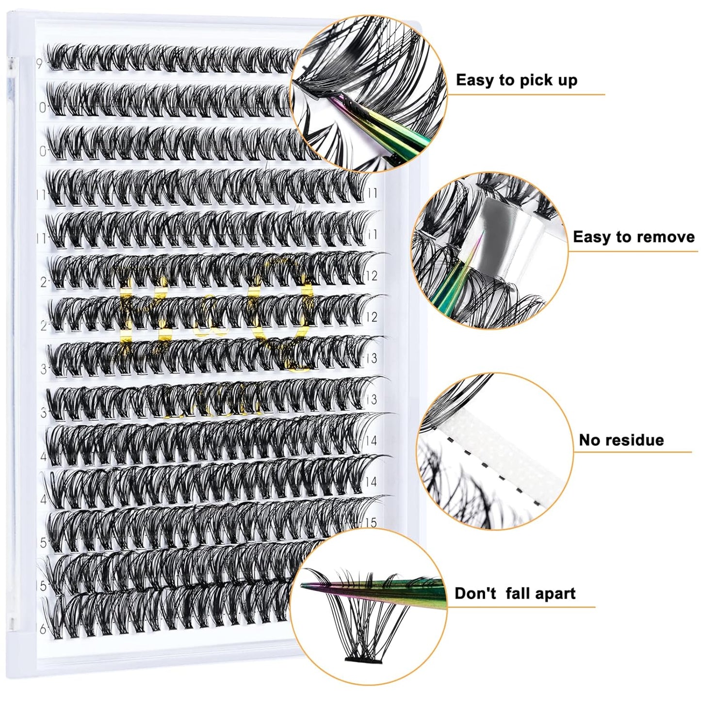 B&Qaugen Lash Clusters Individual Lashes 280 Clusters False Eyelash 30D 40D 50D Lash Clusters Extensions Individual Lashes Cluster DIY Eyelash Extensions at Home (50D-C,9-16MIX)