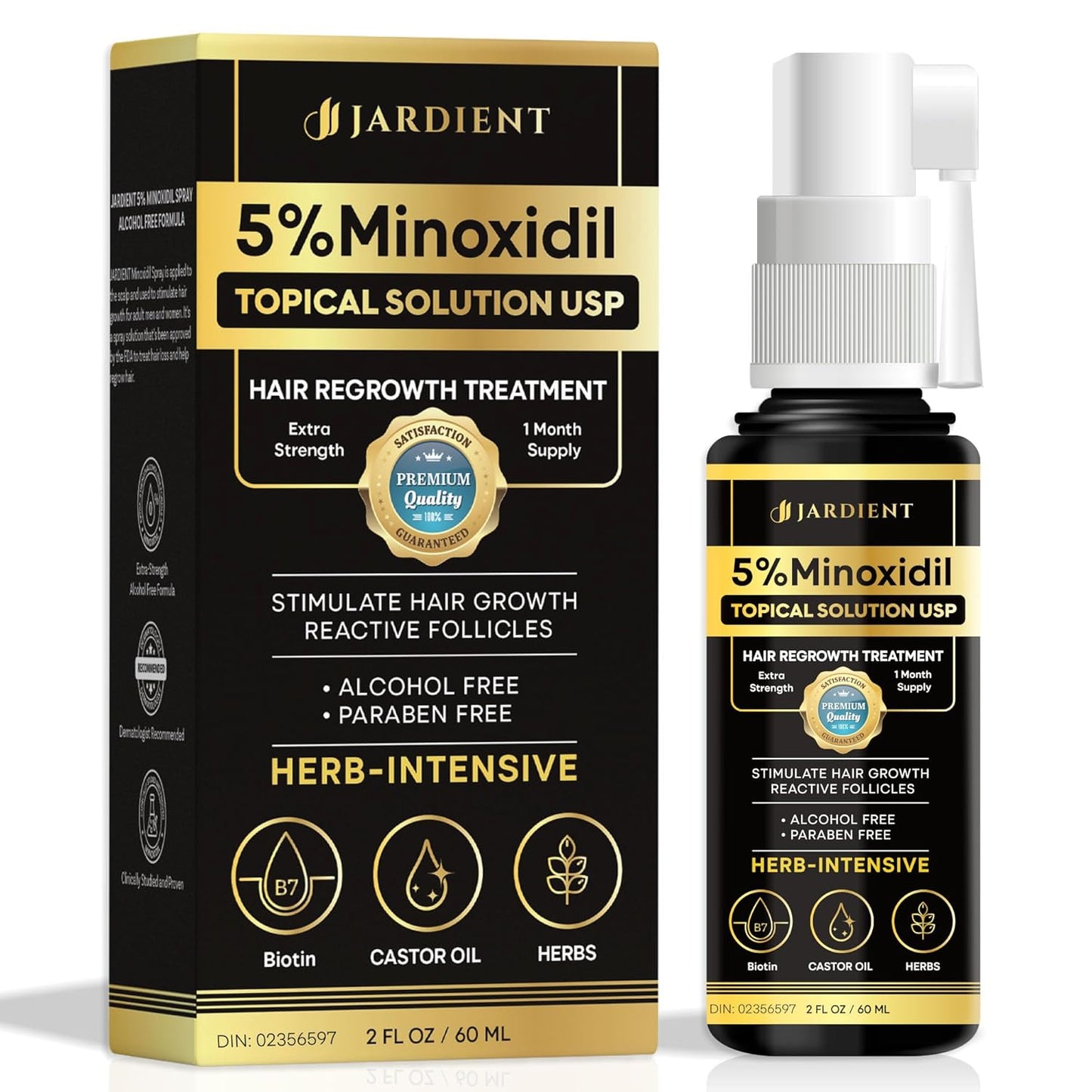 Minoxidil for Women 5 Percent: 5% Minoxidil for Men Beard Growth Spray Infused with Biotin - Extra Strength Hair Regrowth Treatment for Stronger and Longer Hair 2 Fl Oz