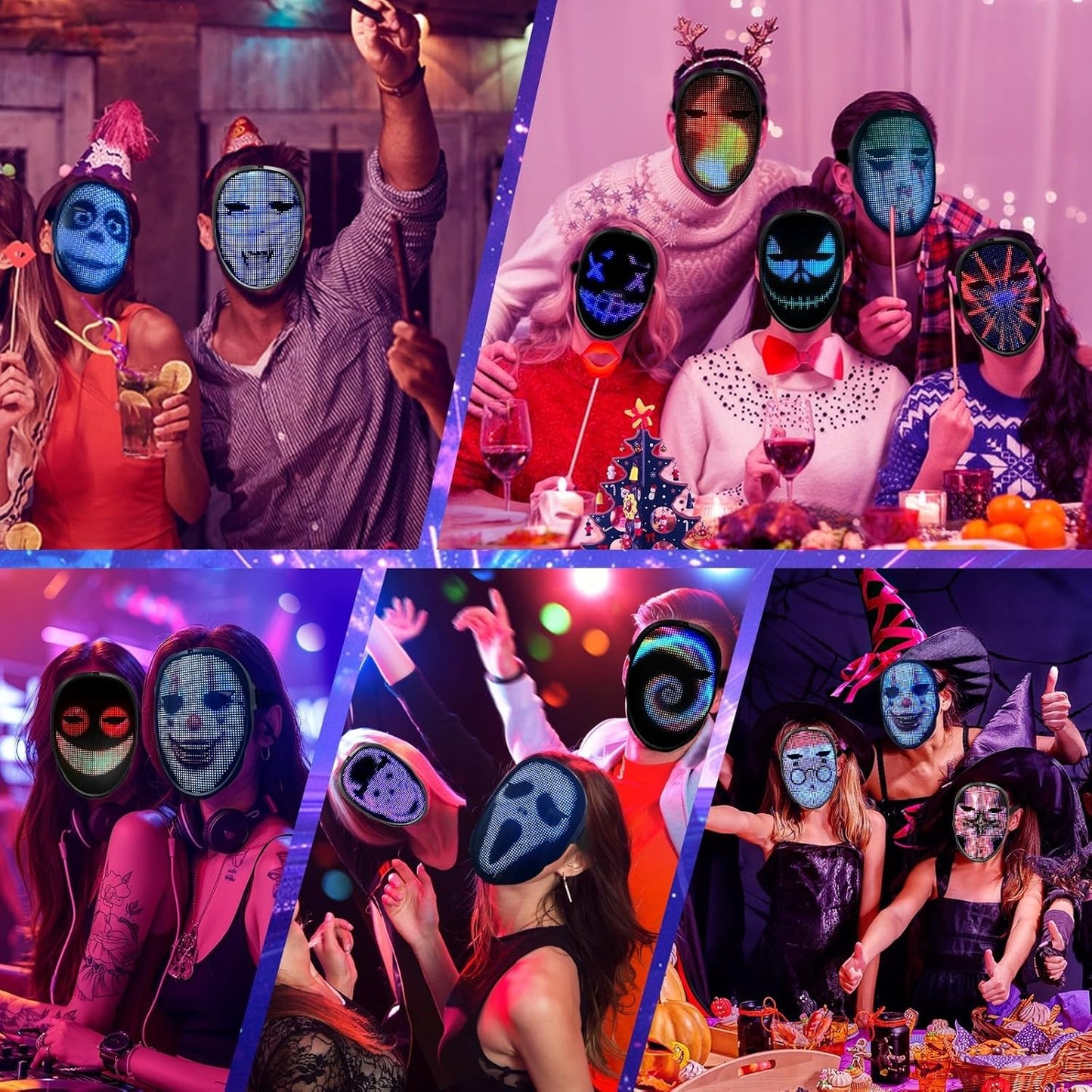 DIY LED Mask with Gesture Sensing - App-Programmable - Perfect for Kids and Teenager for Halloween and Christmas Costume Play Parties