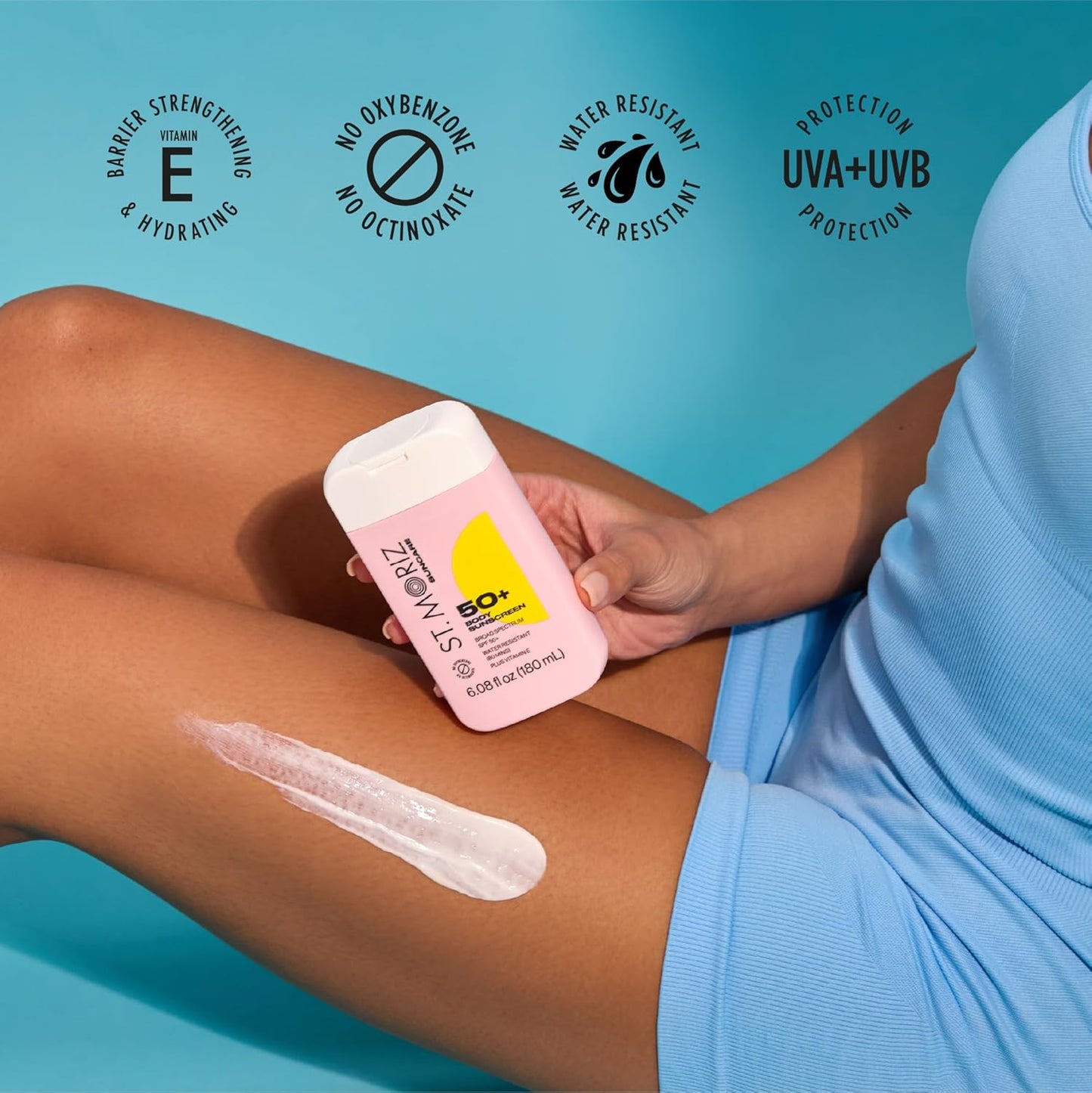 St Moriz Suncare SPF - Sunscreen - Broad Spectrum Protection Water Resistant Sunscreen Moisturizing Lotion + Vitamin E - Oxybenzone & Octinoxate Free - Vegan - Body, 50, Sun Protection Factor (SPF)