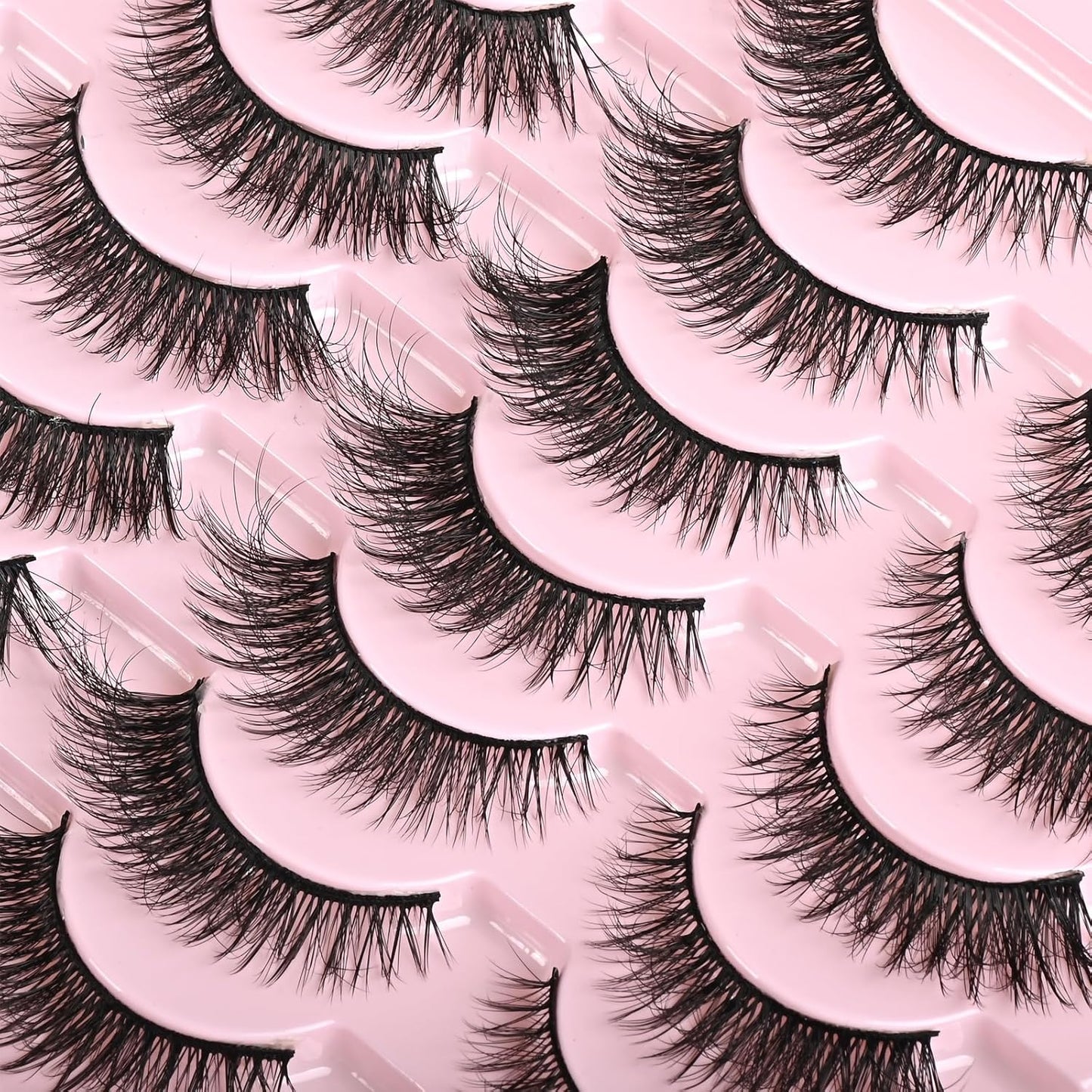 FARRED Cat Eye Lashes Short Natural Eyelashes Fluffy Wispy Lashes 14 Pairs False Lash Wispy Volume Fake Eyelash Faux Mink Strip Lashes Pack for Daily Makeup (F13 | 7-14 mm)