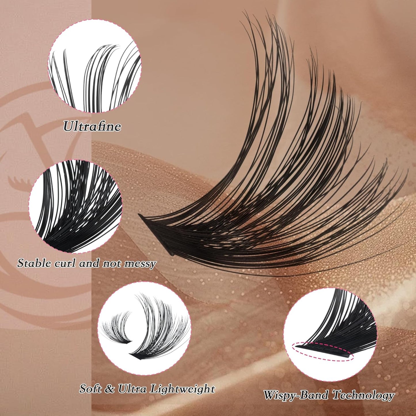 Bombshell Lash Clusters - Eyelash Clusters 20D+30D+40D+50D+60D+80D Wispy Individual Lashes D Curl Lash Extension 10-18MM Natural Lash Clusters DIY Cluster Eyelash Extensions for Beginners