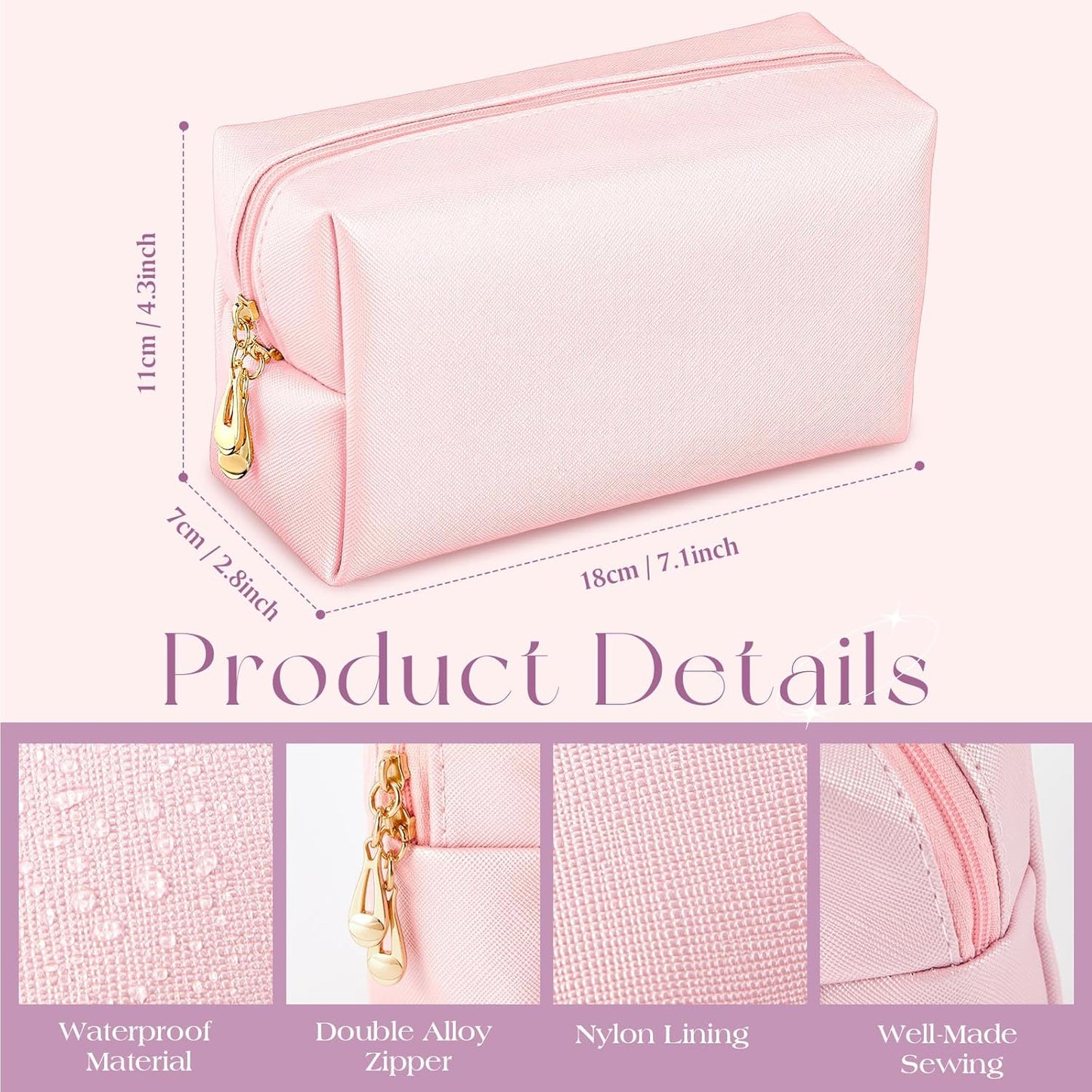 Kigeli 15 Pcs Aesthetic Makeup Bags PU Leather Cosmetic Pouches Waterproof Plain Toiletry Bags Makeup Pouches Bulk for Women Party Gift Travel Storage Organizer(Bright Color)
