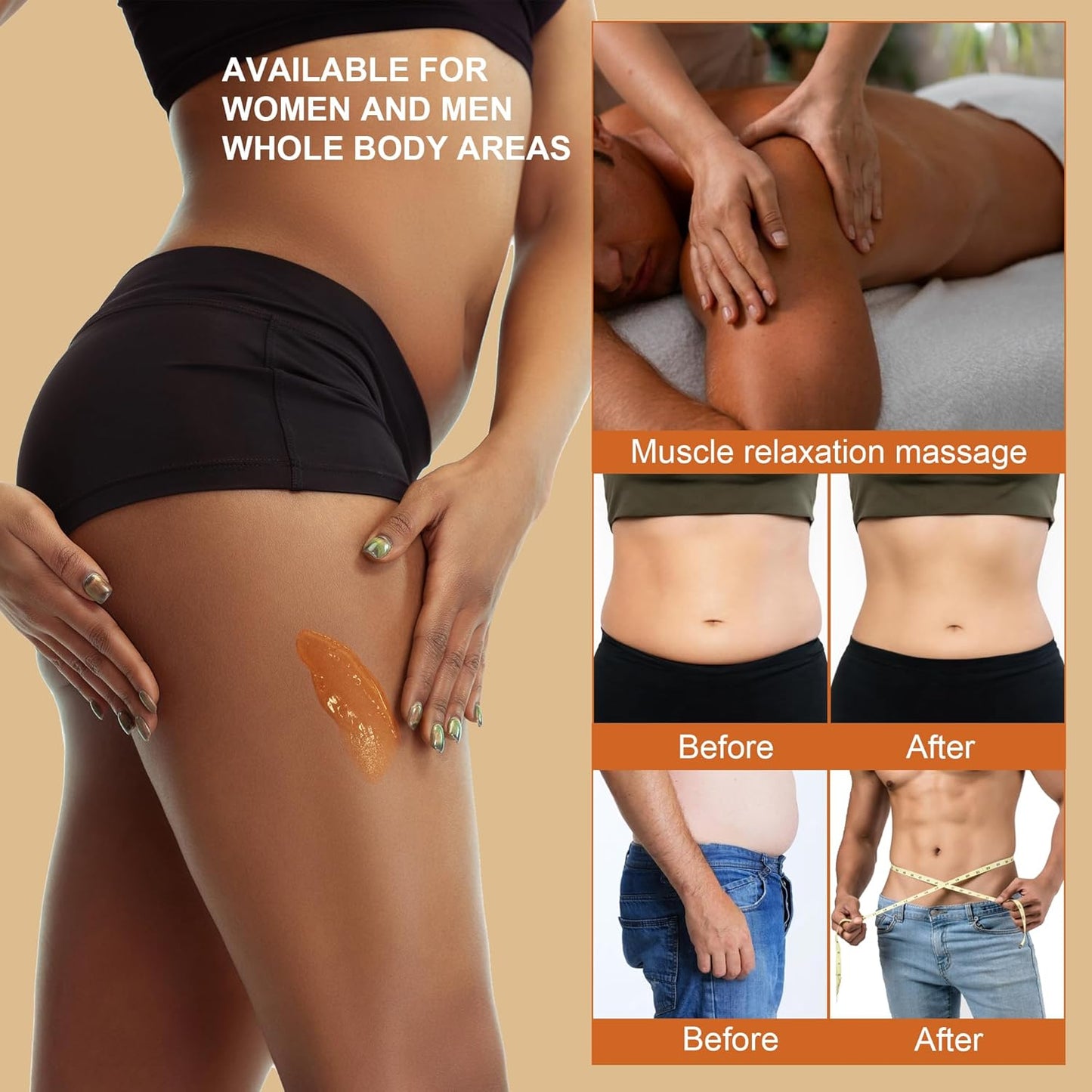 Hot Caffeine Conductive Gel for Body Sculpting Machine, Massage Gel for Body Slimming, Skin Firming & Lifting, Tighten Arms, Tummy, Butt, Thighs for Women and Men, with Capsicum Resin Help Fat Burning