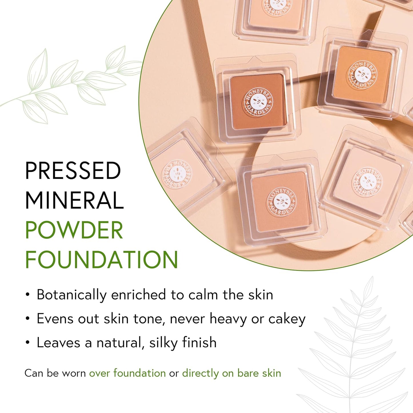 Honeybee Gardens Pressed Mineral Powder Foundation Refill, Supernatural,8g