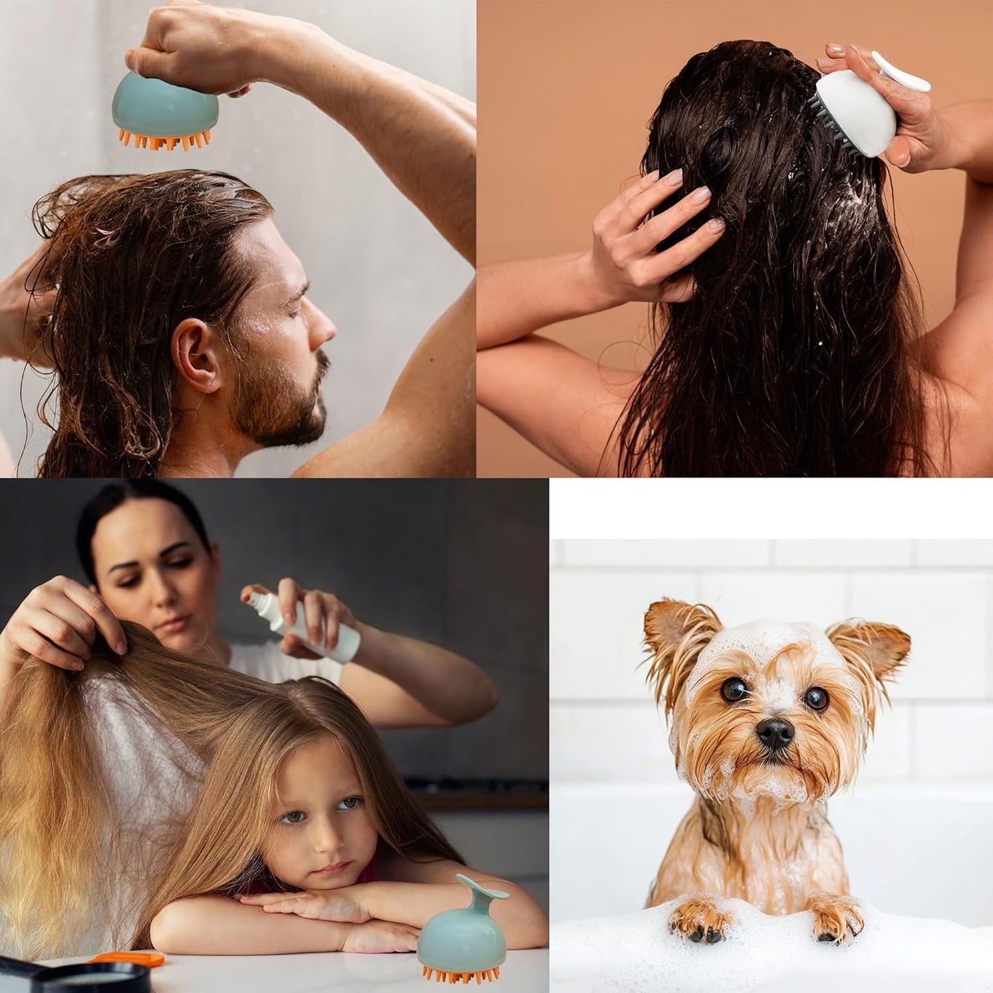 2 Pack Scalp Massager, Hair Scalp Massager Shampoo Brush, Scalp Scrubber Soft Silicone Bristles to Remove Dandruff, Ease for All Hair Types - for Women, Men, Wet & Dry Hair