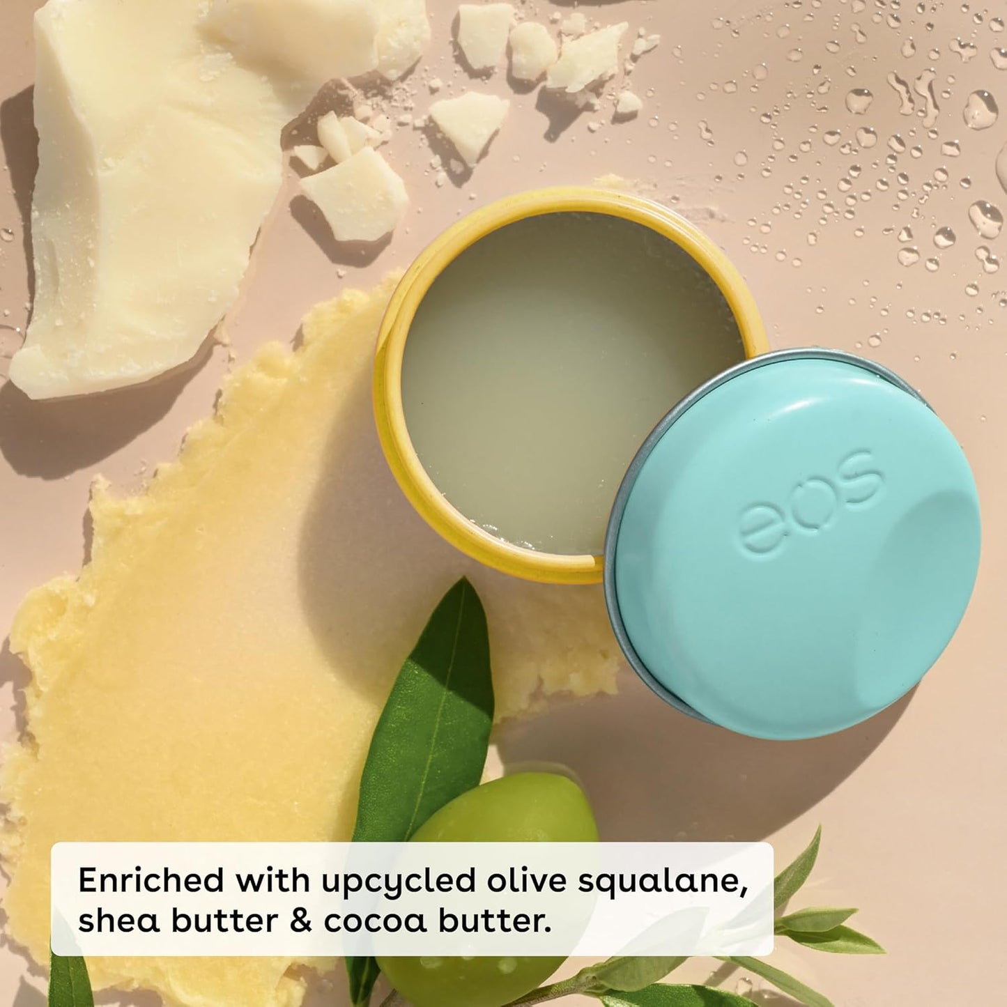 eos Plant-Based Vegan Lip Salve - Sweet Mint, 100% Natural Formula, Cocoa Butter Lip Balm with Upcycled Olive Squalane, Cruelty-Free, 0.42 oz