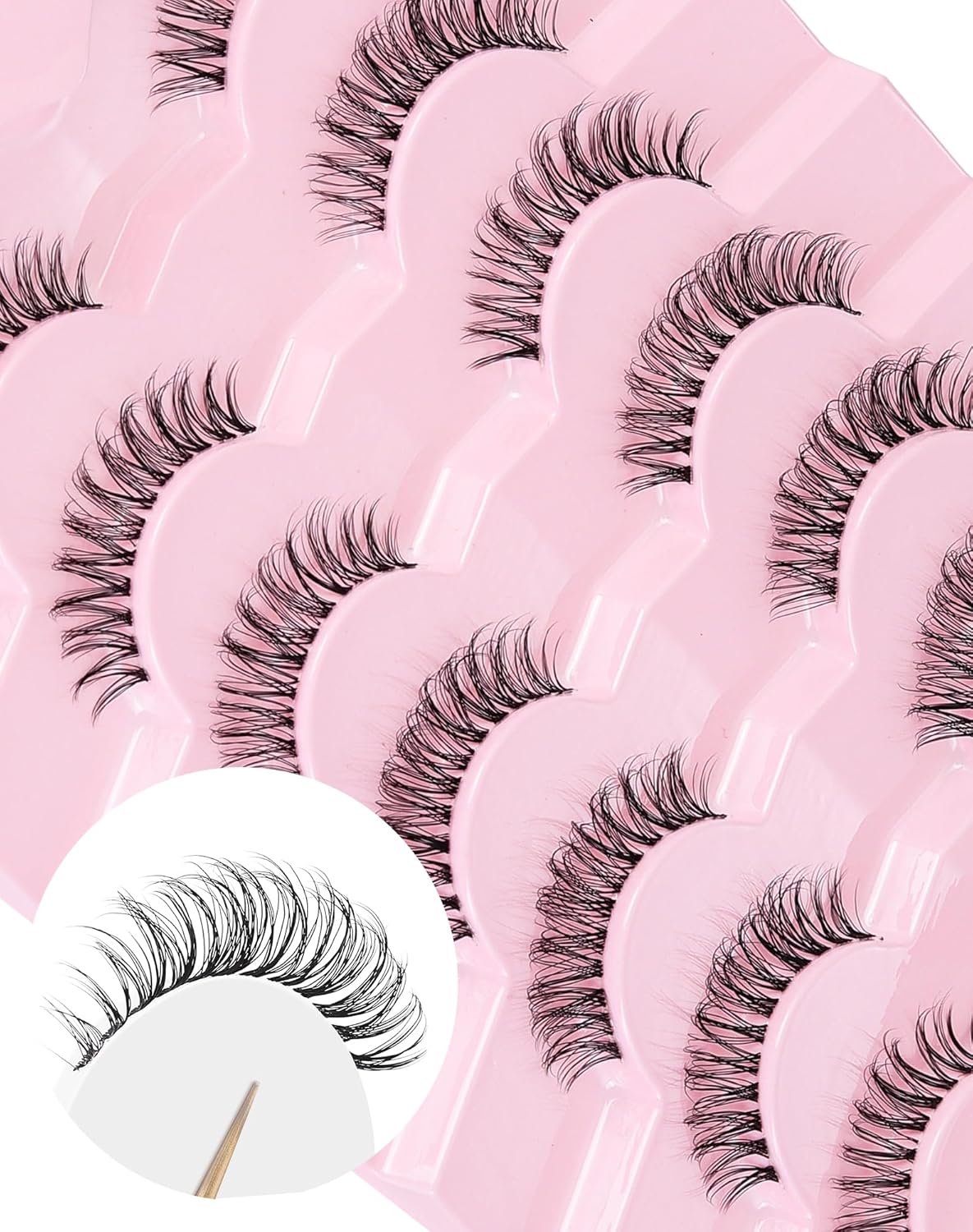 Short Strip Lashes Natural Eyelashes Wispy Lashes Fluffy Mink Lashes C Curl Eye Lashes Soft Small False Eyelashes Demi Wispies Eyelashes 7 Pairs