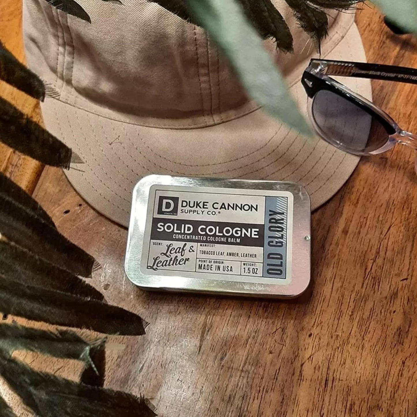 Duke Cannon Solid Cologne - Old Glory Premium Concentrated Cologne Balm, Fresh Tobacco, Amber, and Leather Scent, 1.5 oz. Travel Tin