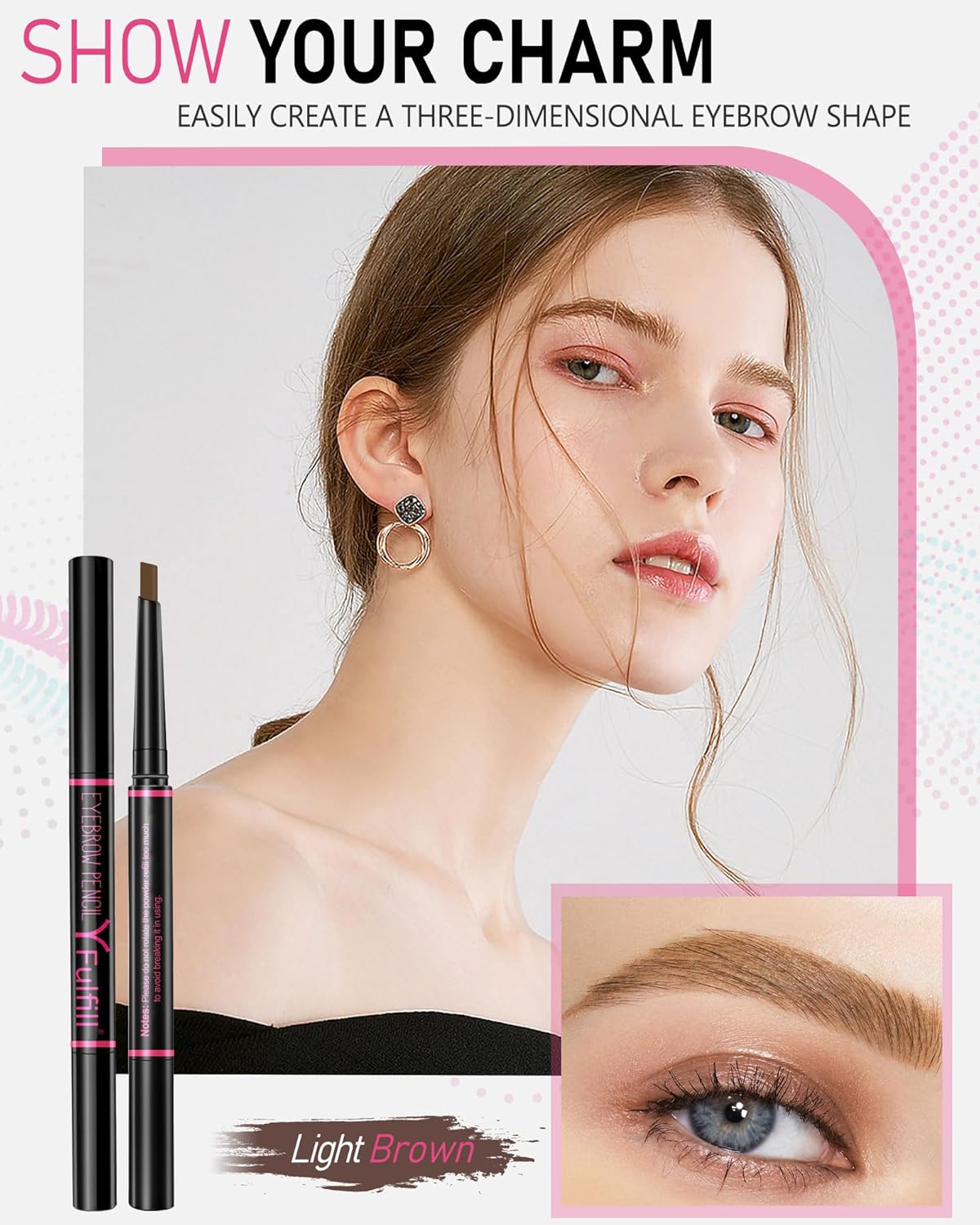 Light Brown Eyebrow Pencil Waterproof for Women - Eye Brow Makeup Pen