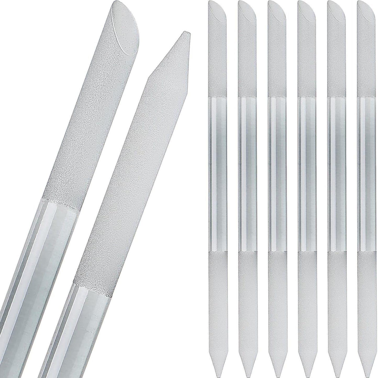 Maitys 6 Pieces Glass Cuticle Pusher Glass Cuticle Stick Set Double Sided Crystal Nail Files Precision Manicure Pedicure Pusher Tools(Dark Gray)