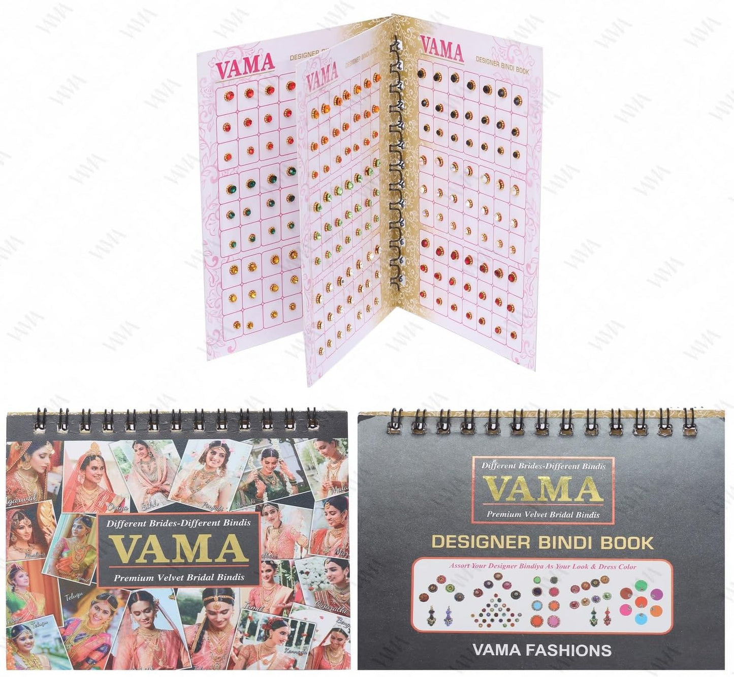 VAMA Multicolour Small Stone Indian Bindis Kumkum Forehead Sticker Bindiya Bindi Booklet for Girls & Women - 252 Diamond Sticker Bindis Book