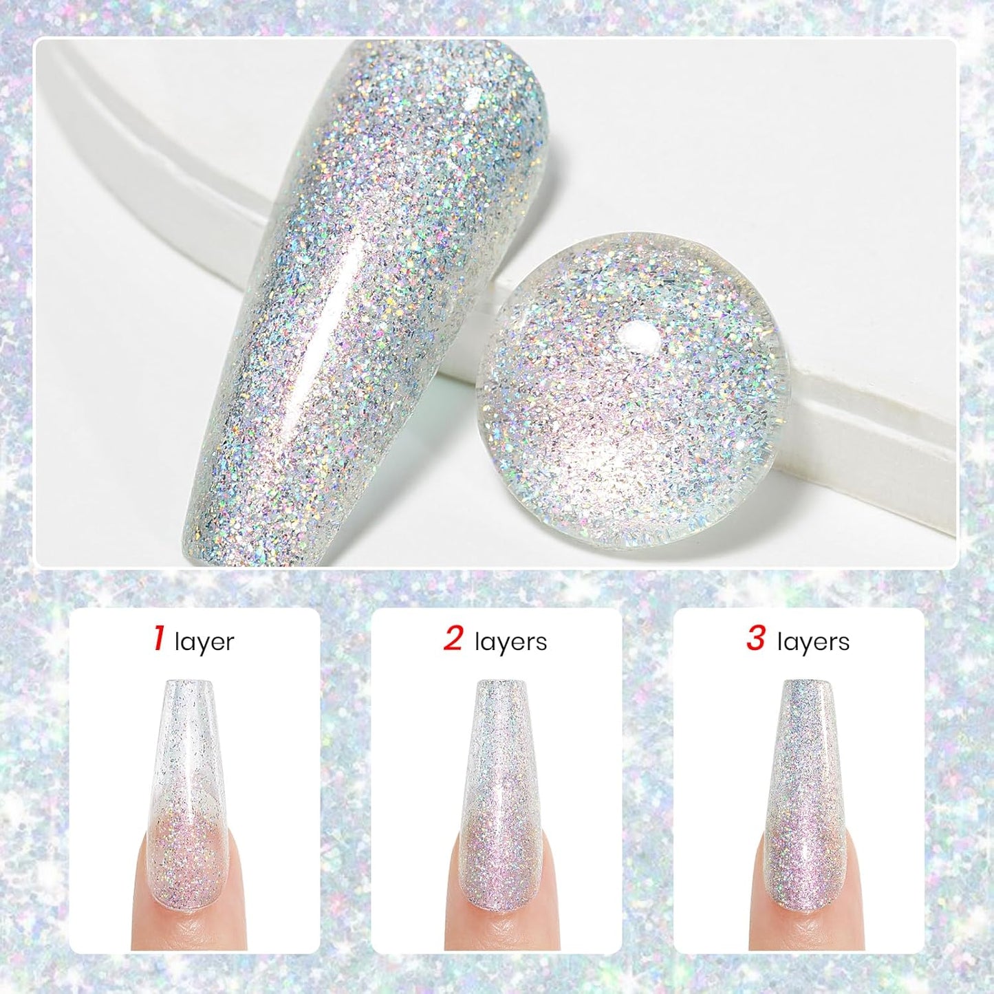 MIZHSE Rainbow Glitter Nail Polish, Quick Dry Iridescent Nail Polish, 15 ml 0.5 fl oz High Glossy Sparkle Shiny Nail Pigment Oil-based Nail Lacquer Nail Art Salon Manicure Home