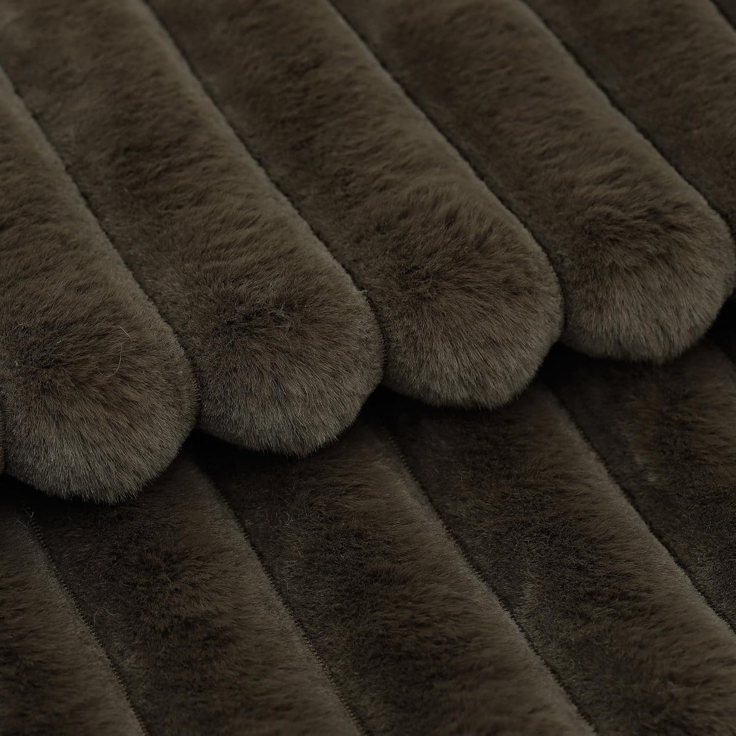 MADIZZ Set of 2 Faux Wool Plush Decorative Throw Pillow Covers 18x18 Inch Drak Brown Fluffy Striped Soft Decorative Cushion Cover for Sofa Bedroom Pillow Shell