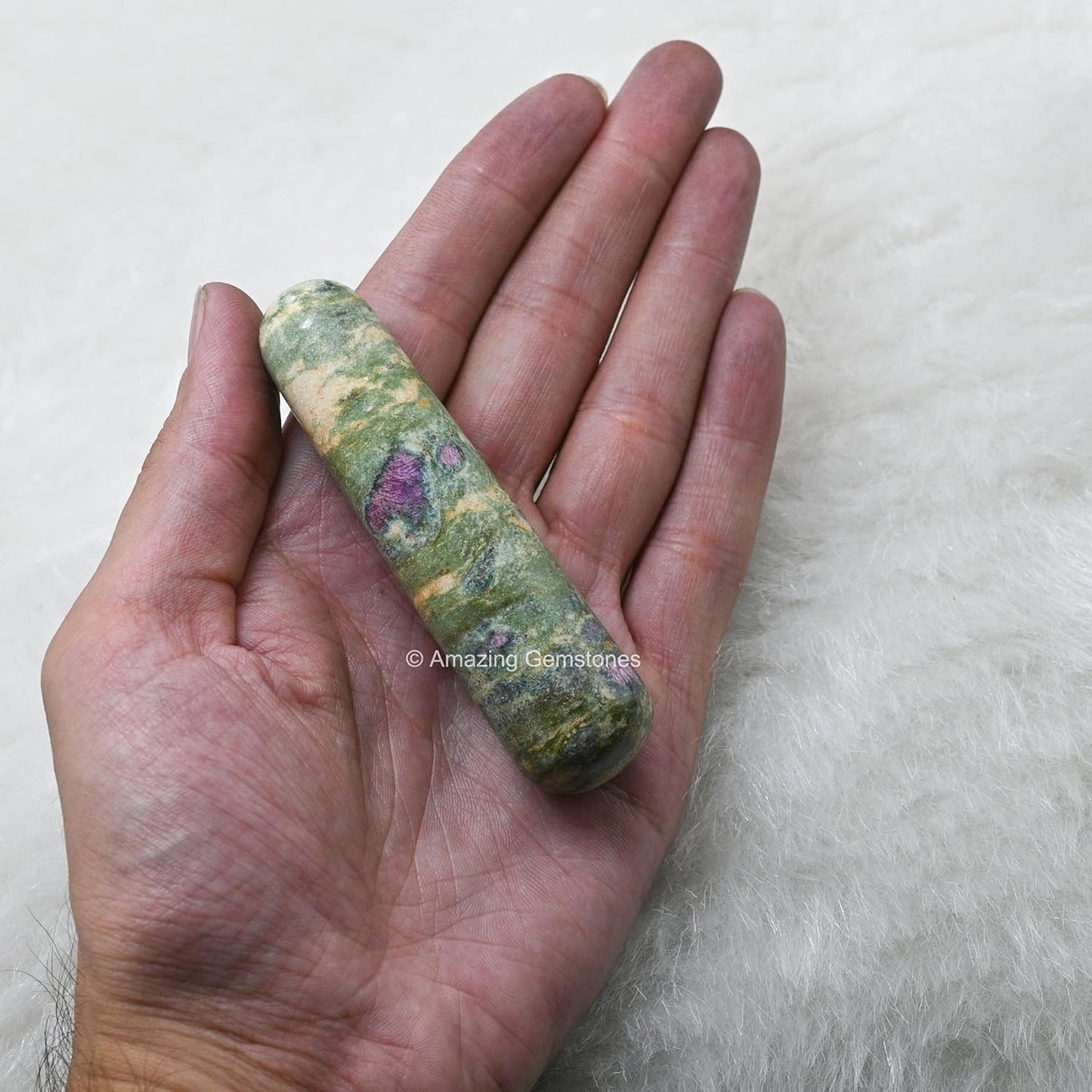 Amazing Gemstone Ruby Fuchsite Crystal Wand Massage Stick - Pelvic Wand Gua Sha for Adults - Crystals and Healing Stones Massage Wands for Adults Gifts (Smooth)
