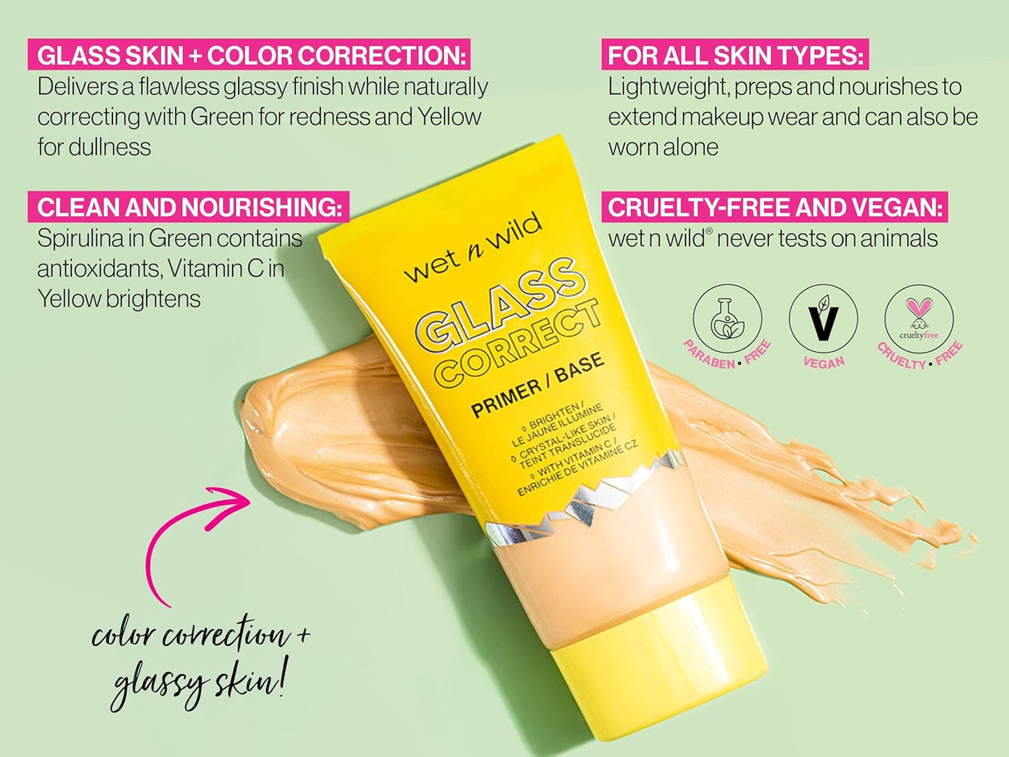 wet n wild Prime Focus Glass Skin Correct Primer, Bright Crystal Finish, Yellow (Pack of 2)