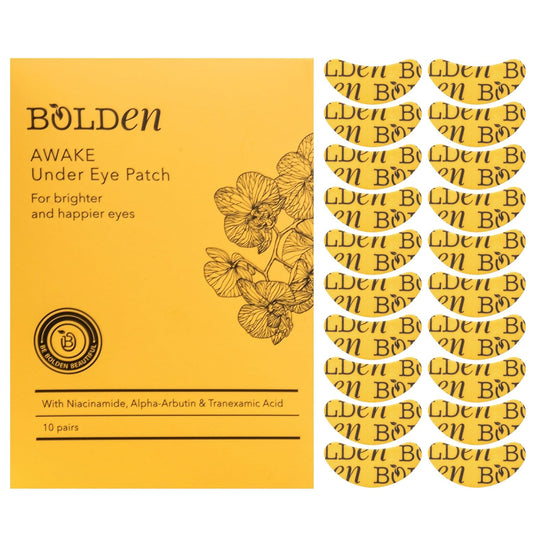 BOLDEN Awake Under Eye Patch |Eye Mask For Dark Circles, Puffiness & Discoloration | Brightening Eye Pads With Niacinamide, Alpha Arbutin, Tranexamic Acid & Vitamin C |10 Pairs