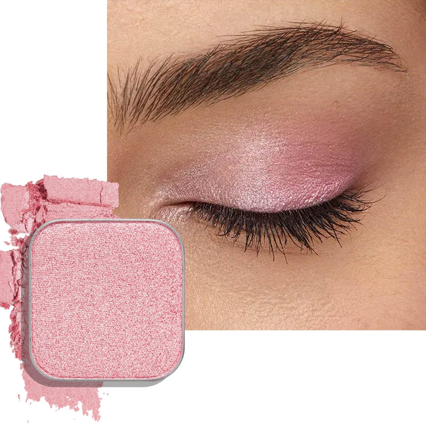 Magnetic Single Shimmer Pink Eyeshadow with Metal Pan, Light Pink Eyeshadow Refill Pan for hooded eyes, for DIY Empty Magnetic Palette (pink flamingo)