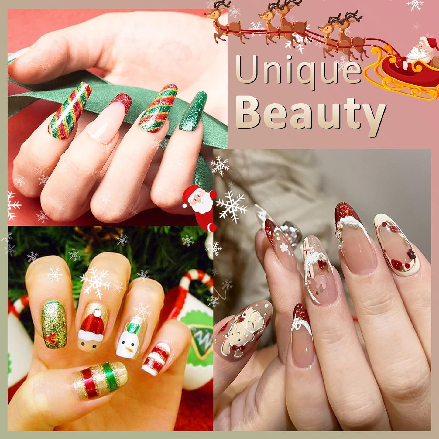 Allstarry Chrome Nail Powder - 2 Colors Red & Green Metallic Effect Mirror Glitter Powder Pigment Sparkling Holographic Manicure Magic Glitter Dust Kit for Christmas Nail Decoration