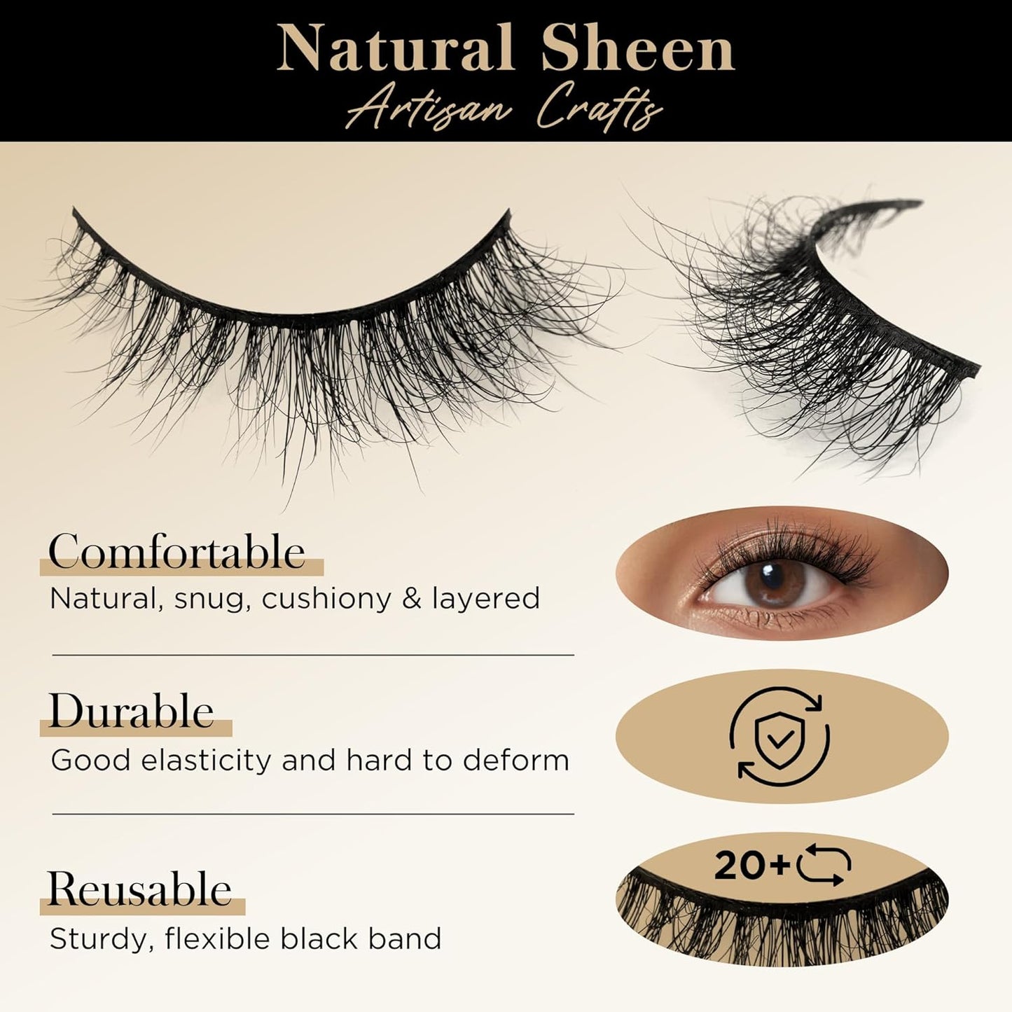 Lashes Mink Natural False Eyelashes - Bepholan Fake Eyelashes Natural Look 3-Pack Cat Eye Lashes Manga Eyelashes Fluffy,XMZ209