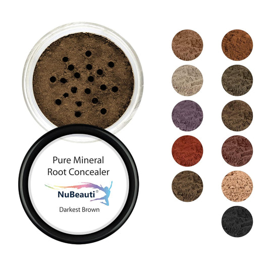 Root Concealer Touch Up Powder | All-Natural Crushed Minerals | Fast and Easy Total Gray Hair Cover Up For Black, Brown, Auburn and Blonde Hair - 0.30 oz (Darkest Brown)