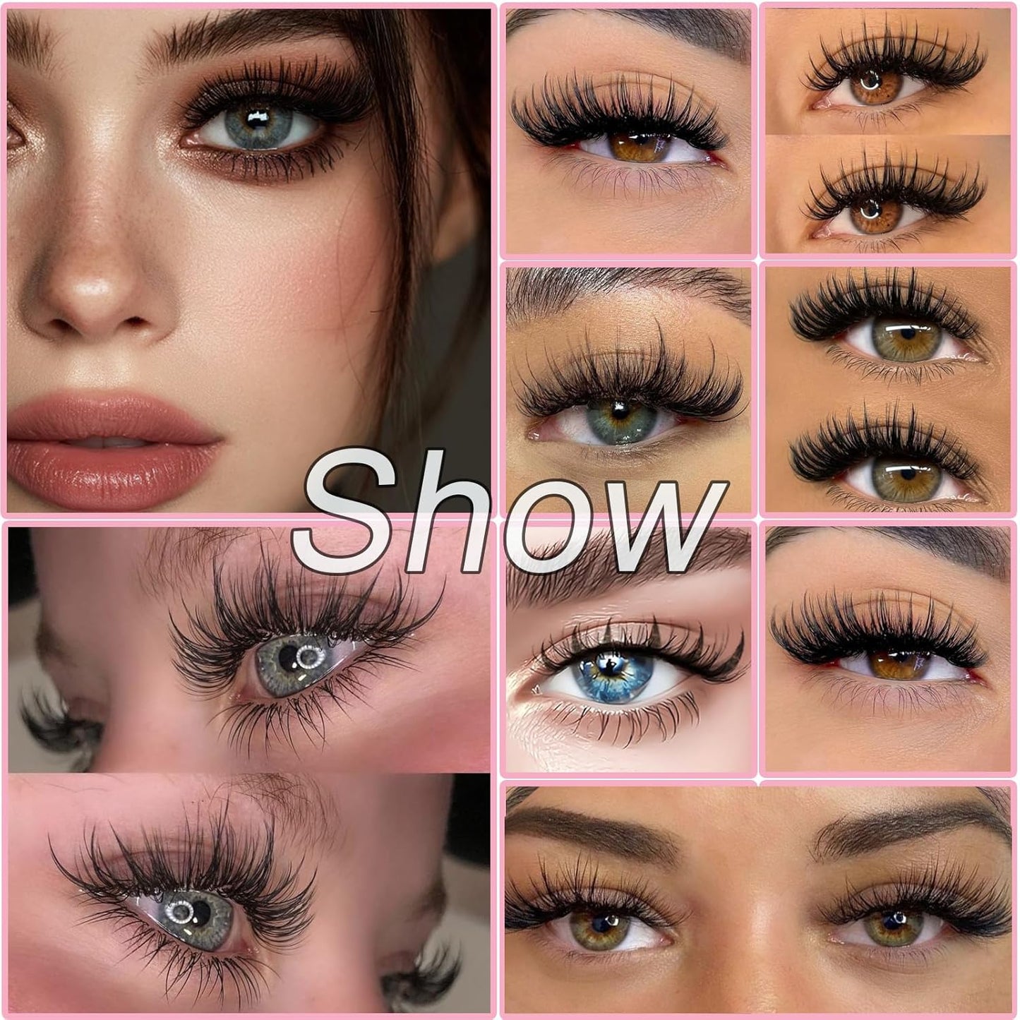 Lash Clusters Kit, Eyelash Clusters Individual Lash Extension Kit 480 Pcs D Curl Fluffy Wispy False Eyelashes Extensions Thin Band with Bond Seal Tweezers Brush Remover (50D+60D Kit 9-16mm)