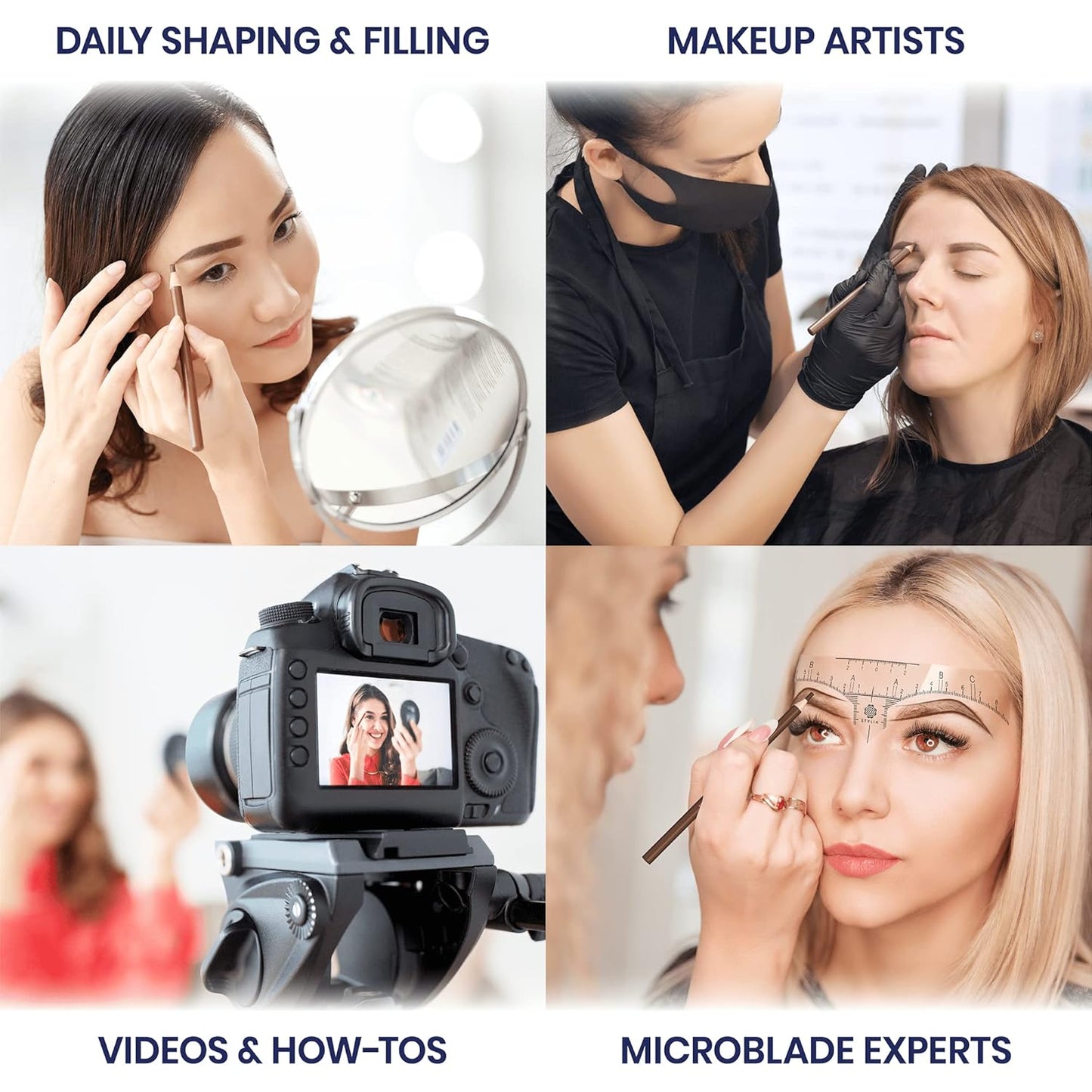 Stylia Waterproof Eyebrow Pencils For Women – Long-Lasting Microblading Supplies Brow Pencil, Perfect for Eyebrow Shaper, Filling & Defining Natural-Looking Brow - (12PC Black)