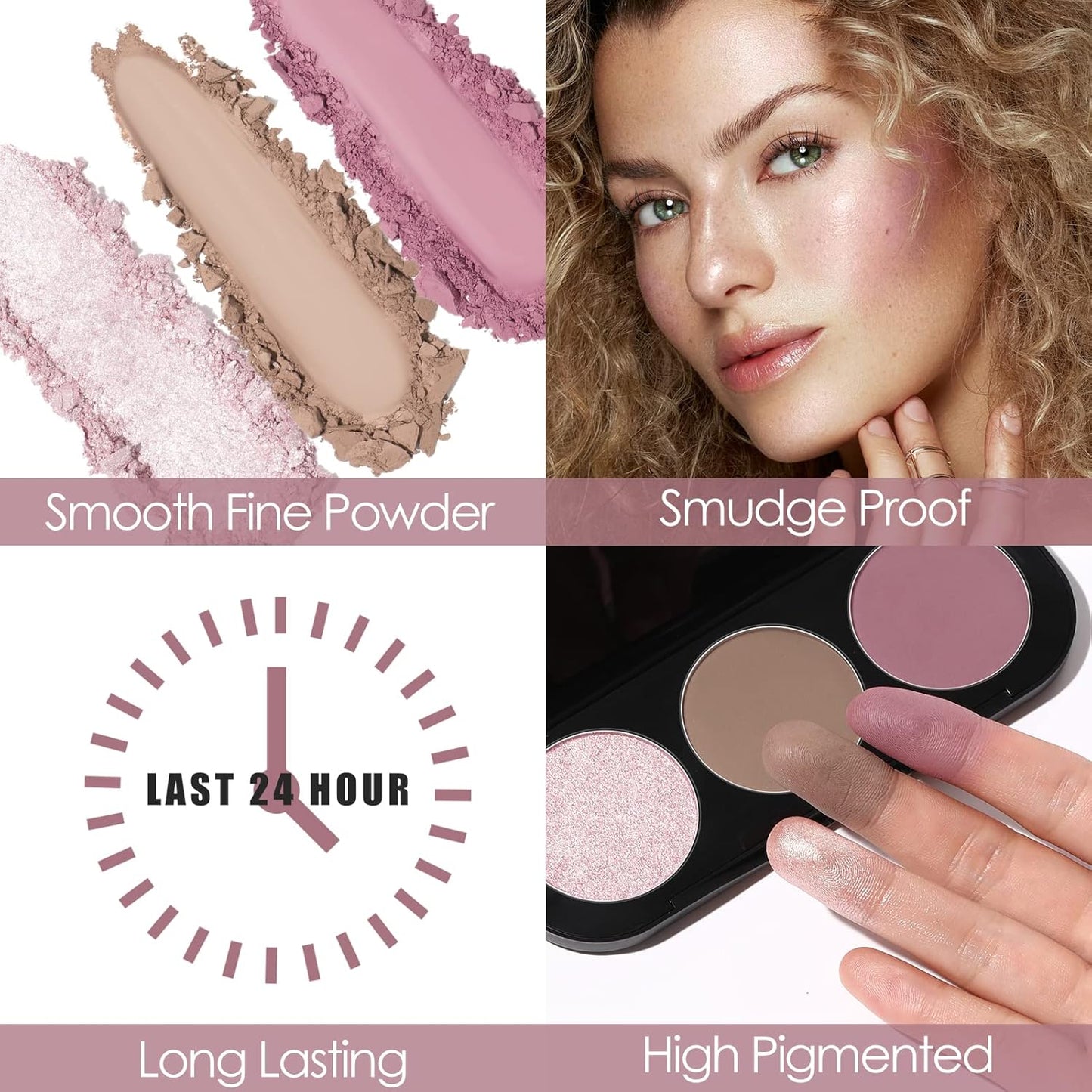 FOCALLURE Blush and Highlighter Palette,3 in 1 Contour Palette,Cruelty-Free Matte Bronzer Powder,Shimmer Illuminator Highlighters for a Glowing Look,#08