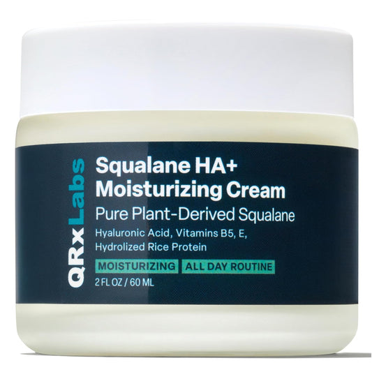 QRxLabs Plant-Based Squalane Moisturizer Cream - 2 fl oz (60 mL) - Face & Body Hyaluronic Acid Moisturizer