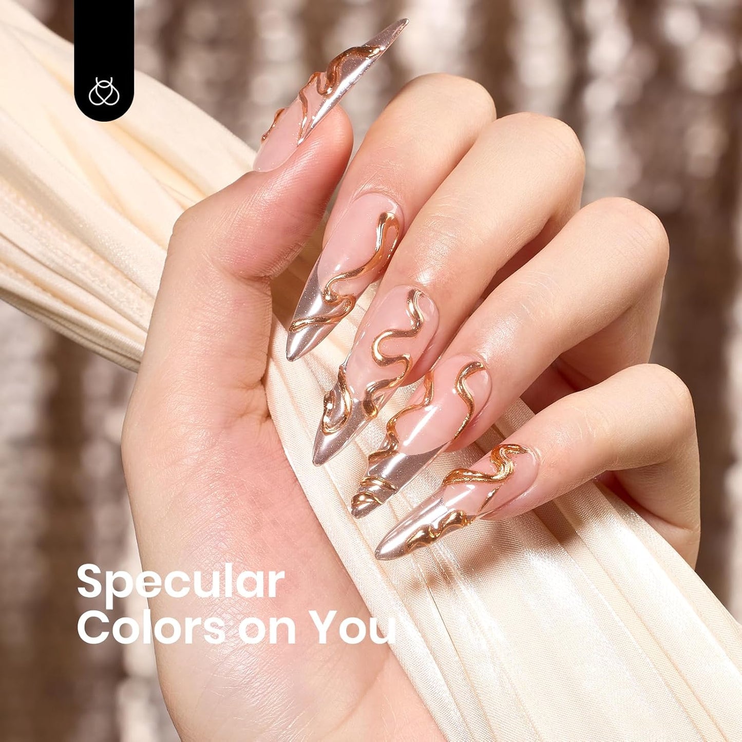 Beetles Gold Chrome Nail Powder, 2 Colors Holographic Chrome Powder Mirror Effect with Nail Brush for DIY Gel Polish Manicure Nail Decoration Glitter