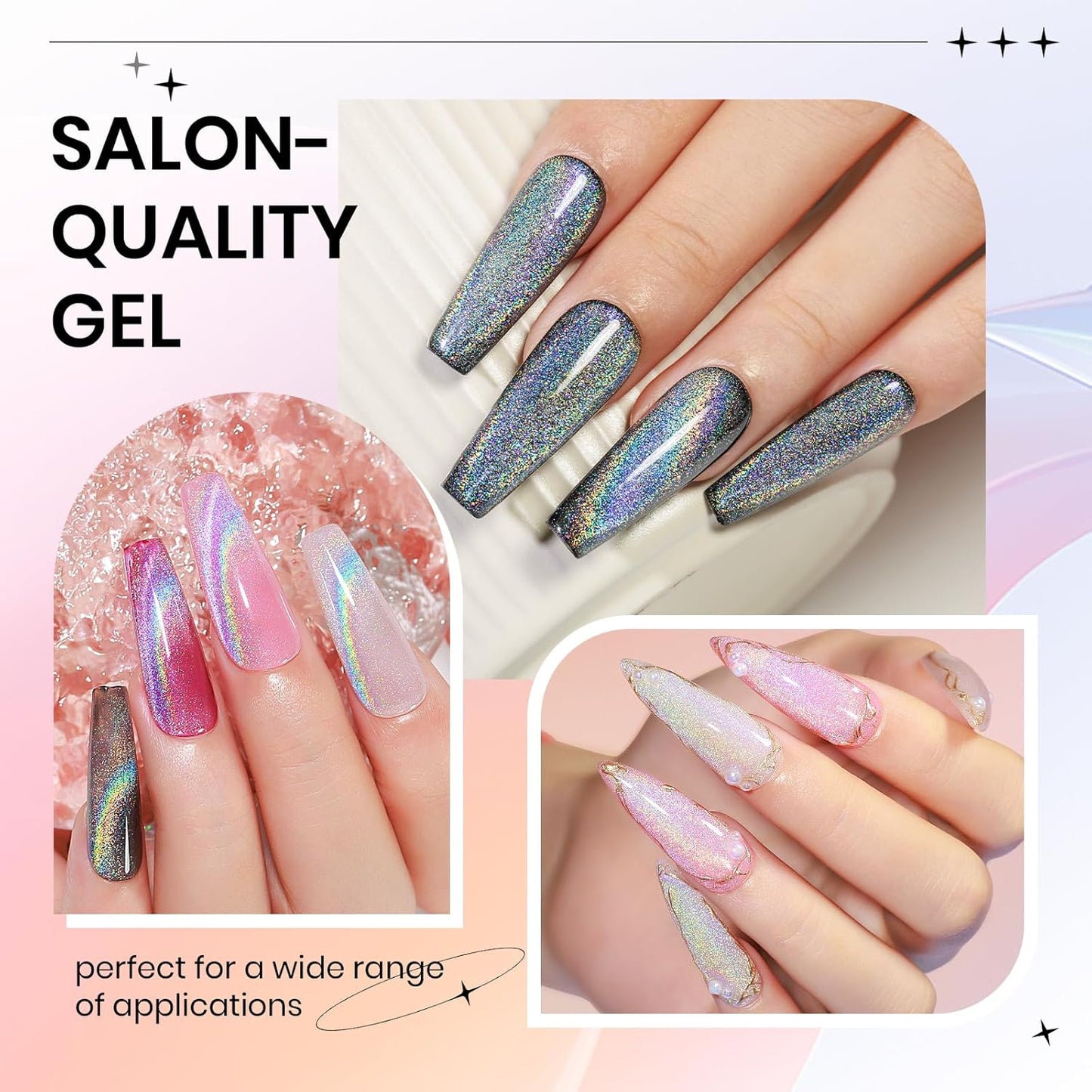 Rainbow Cat Eye Gel Polish - 15ml Holographic 9D Cat Eye with Magnetic Stick for a Glittery Iridescent Galaxy Effect Soak Off UV Lamp Perfect for Nail Art & DIY Manicures at Home