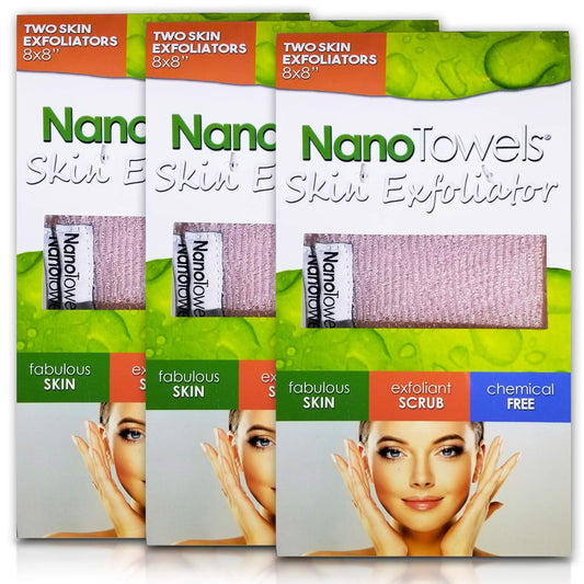 Nano Towels Skin Exfoliating Cleanser | Personal Microdermabrasion Face Wash, Pore Toner & Body Scrub Cloth | Chemical Free Dead Skin and Blackhead Remover. Korean Skin Care Secret | 6 Exfoliators
