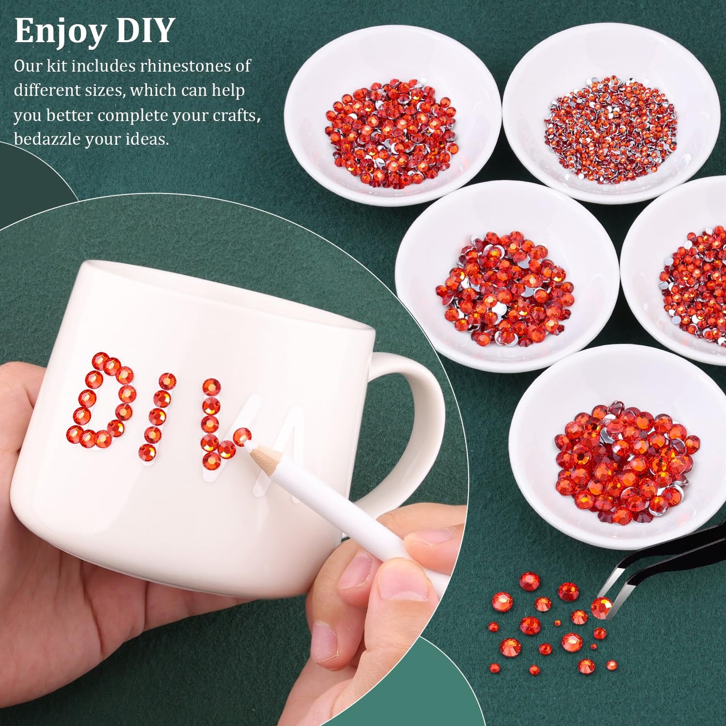 Resin Rhinestones for Crafting with B7000 Jewelry Glue, 2 Boxes Red Zircon Flatback Crystals with 3Pcs 10ml Glue for Bedazzling Crafts DIY Nail Art Makeup, Gems for Clothing Shoes