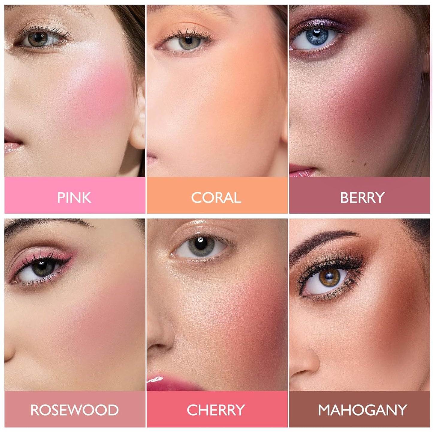 KYDA Powder Blush, Radiant Glow Face Blusher, Blendable Formula, Lasting Moisturizing, Ultra Fine Lightweight Texture, Cherry