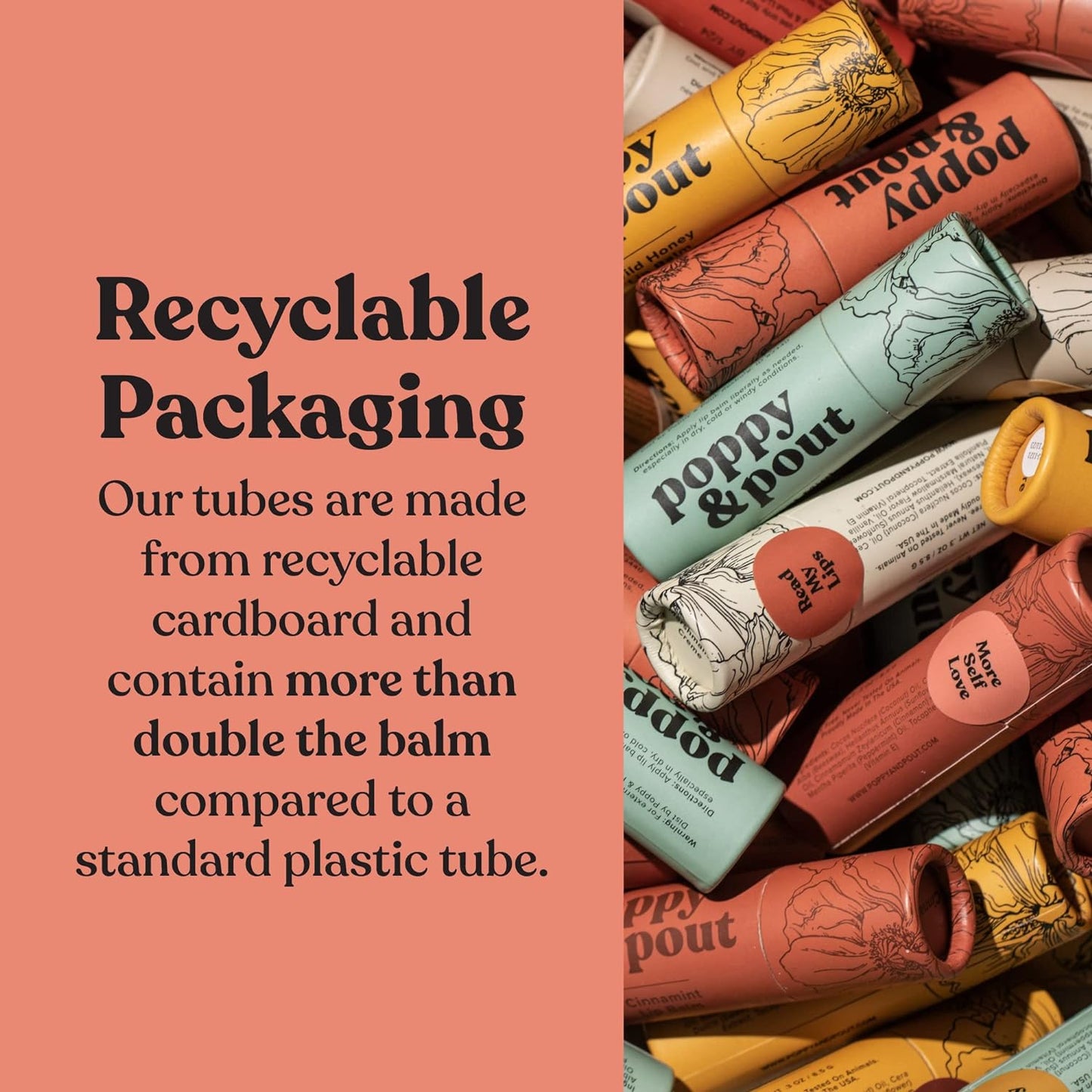 Jumbo Lip Balm Gift Set (5-Pack) | Poppy & Pout All Natural Lip Balms & Moisturizers | Hydrates with Beeswax, Vitamin E, Organic Coconut Oil | Cruelty-Free | Lip Balm in Recyclable Cardboard Tube