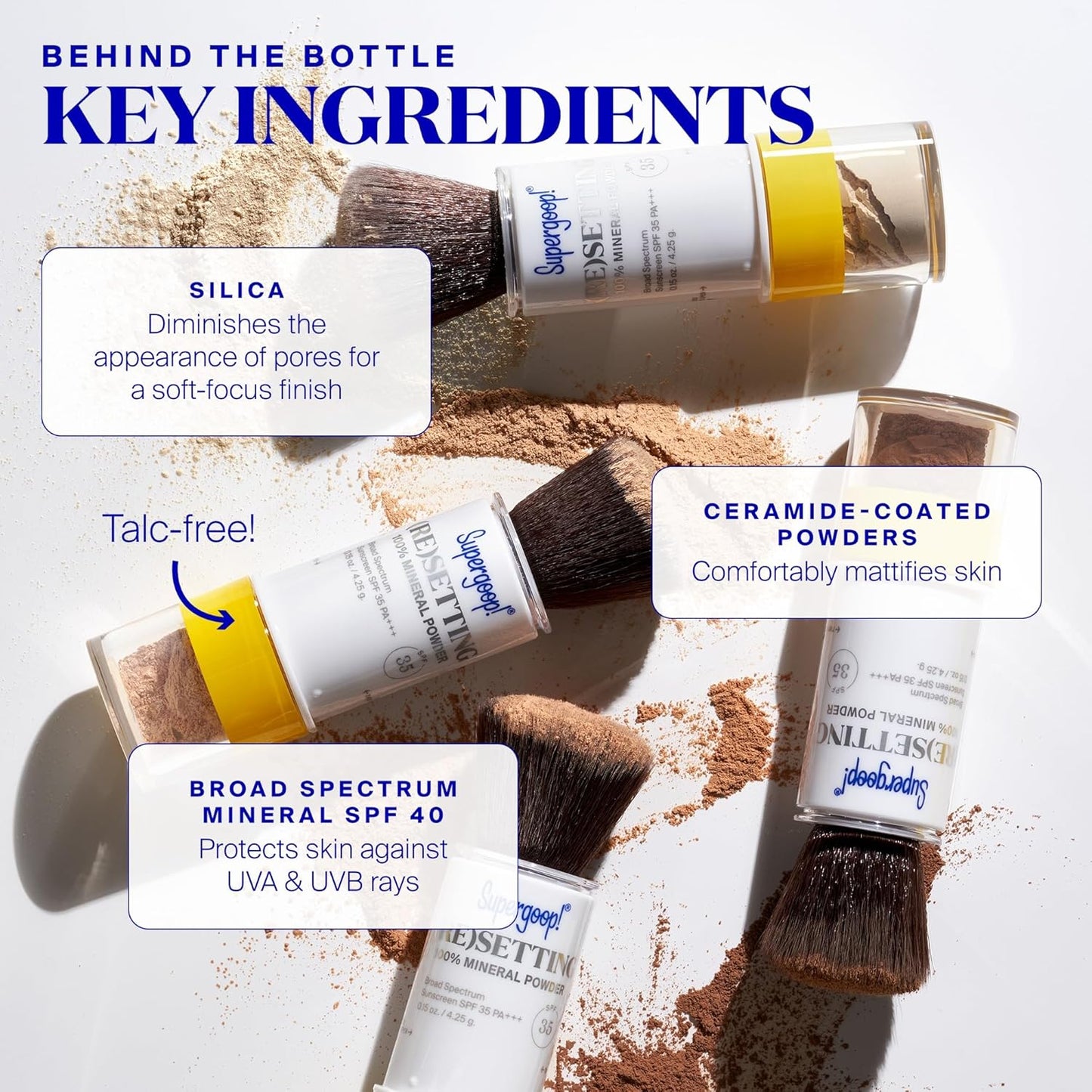 Supergoop! (Re) setting Mineral Powder, Light - 0.15 oz - Makeup Setting Powder + Broad Spectrum SPF 35 PA+++ Sunscreen - With Ceramides, Olive Glycerides & Coated Silica Spheres