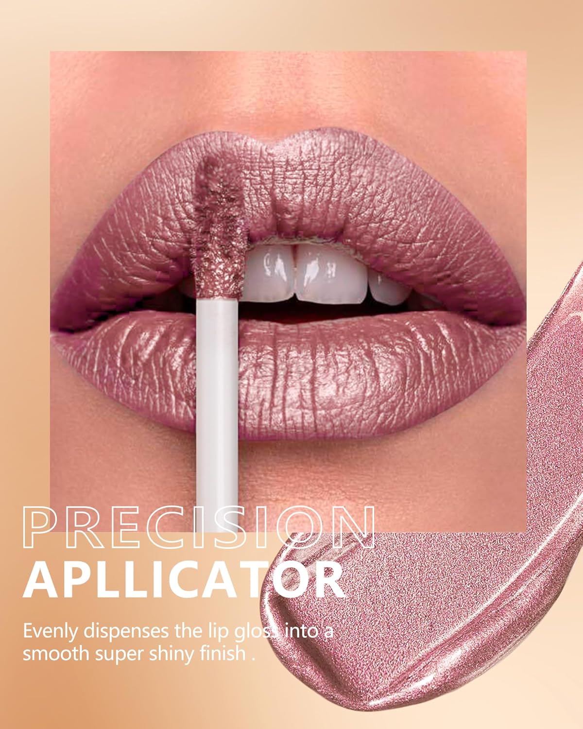 MAKI YIKA Metallic Pink Lipstick for Women Nude Lipsticks Long Lasting Shine Glitter Lipstick No Smudge No Transfer Liquid Lip Gloss (BR010 Sweet Sugar)