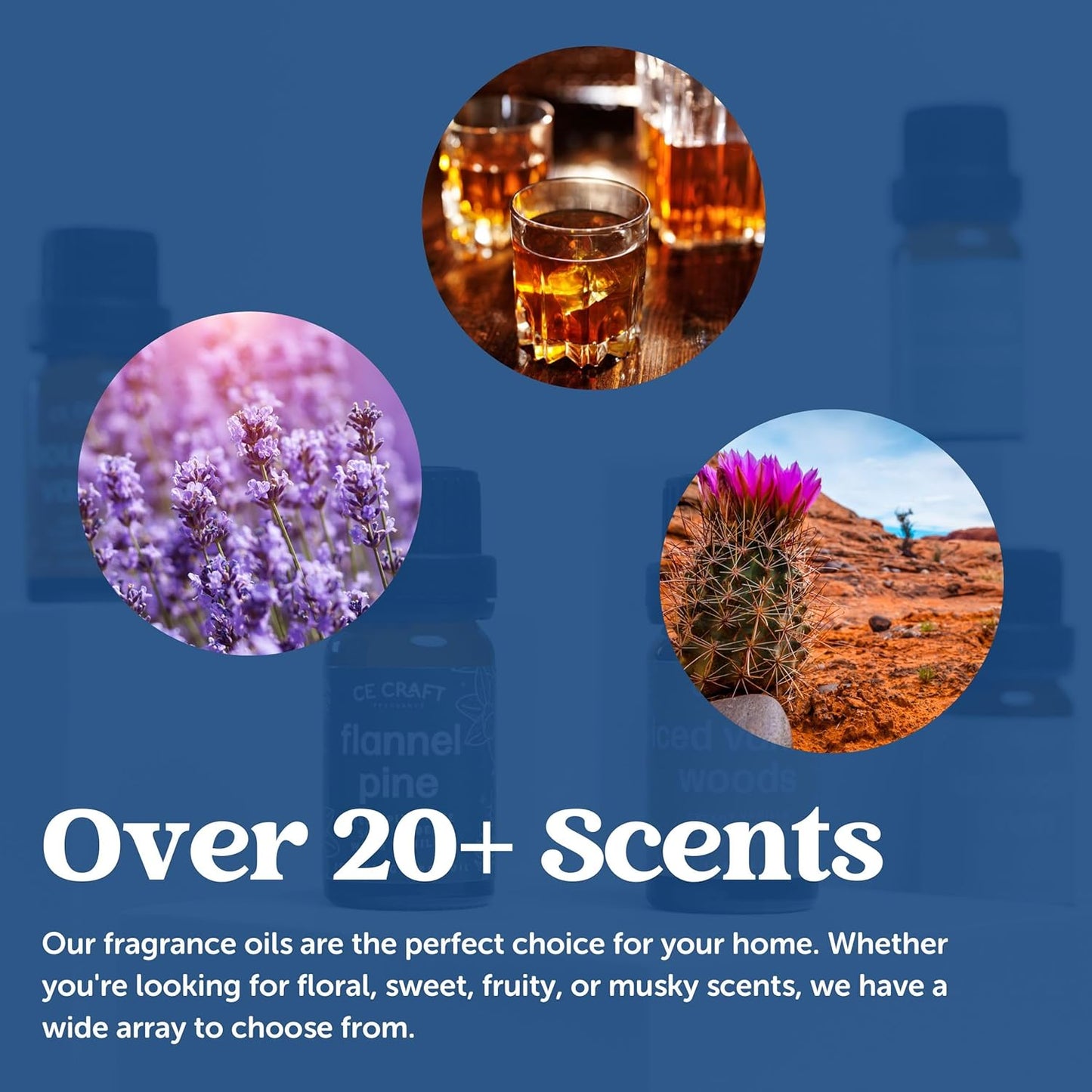 CANDECraftCo Premium Fragrance Oil – Diffuser Oils Fragrances Scented for Home, Candle Soap Making Supplies, Aromatherapy Blends for House (0.34 Fl Oz) (2-Pack, Bourbon Vanilla & Whiskey & Oak)