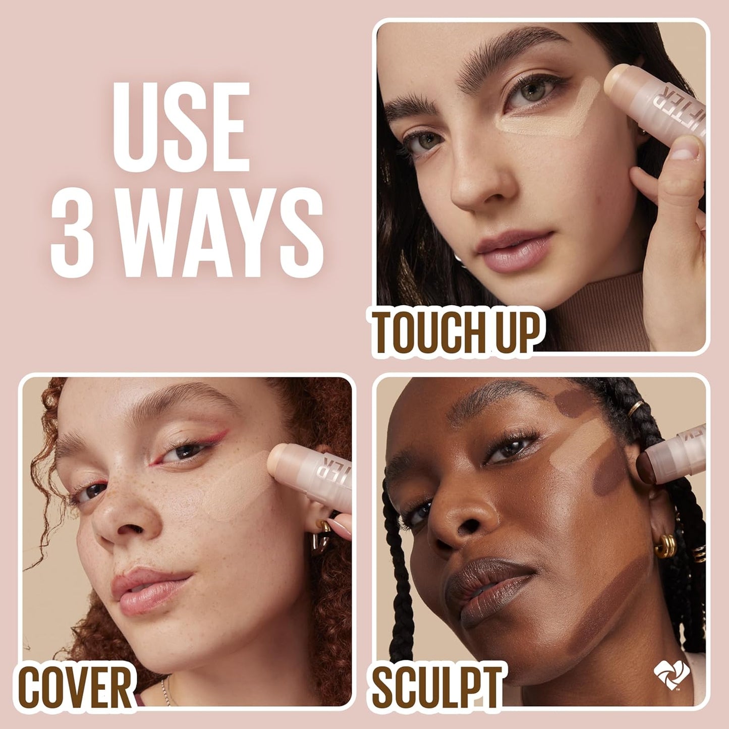 Maybelline Lifter Stix Multi-Use Face Stick - Contour, Bronzer, Concealer and Foundation Stick, All-In-One Creamy Face Makeup with Cranberry Seed Oil, 25, 1 Count