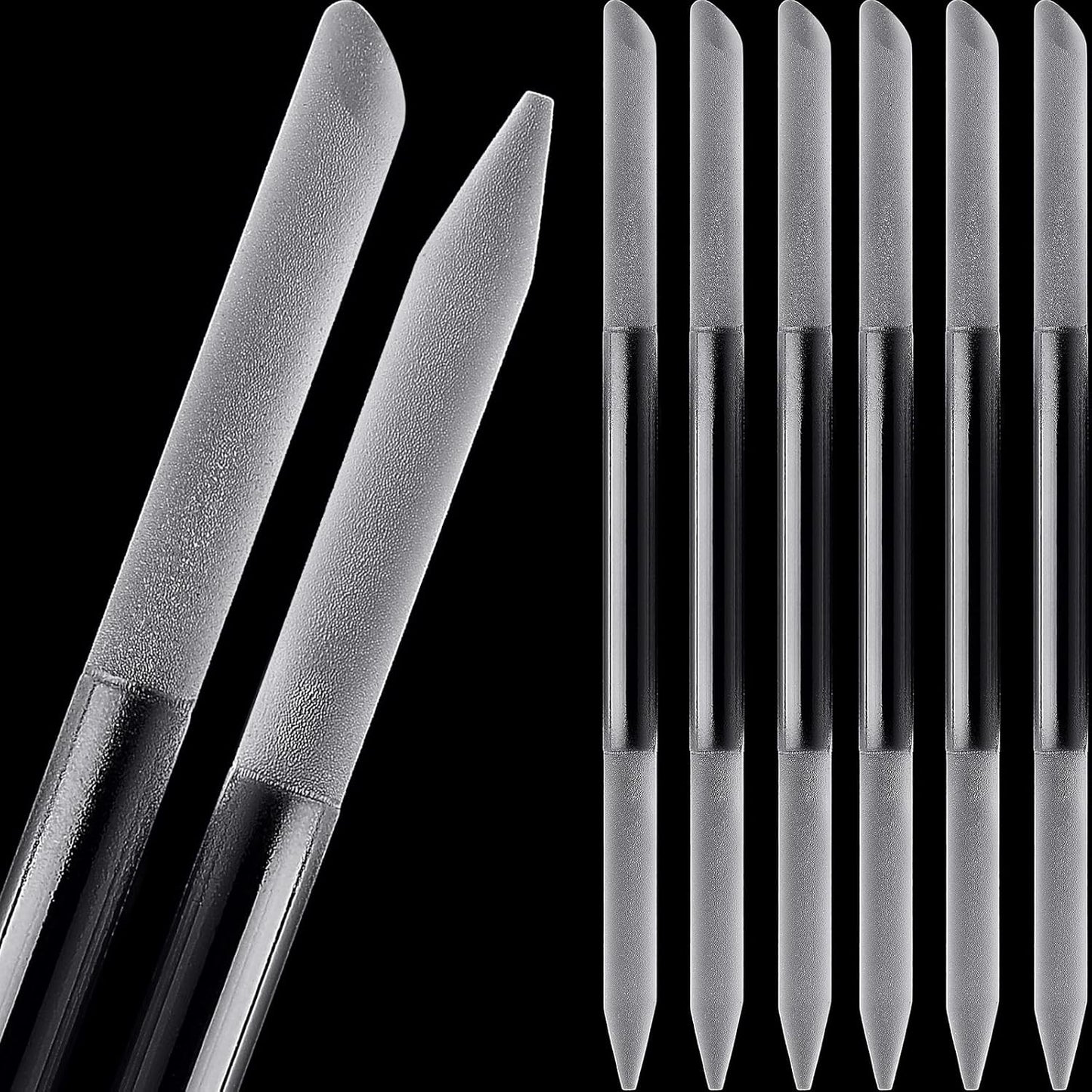 Maitys 6 Pieces Glass Cuticle Pusher Glass Cuticle Stick Set Double Sided Crystal Nail Files Precision Manicure Pedicure pusher tools(Clear)