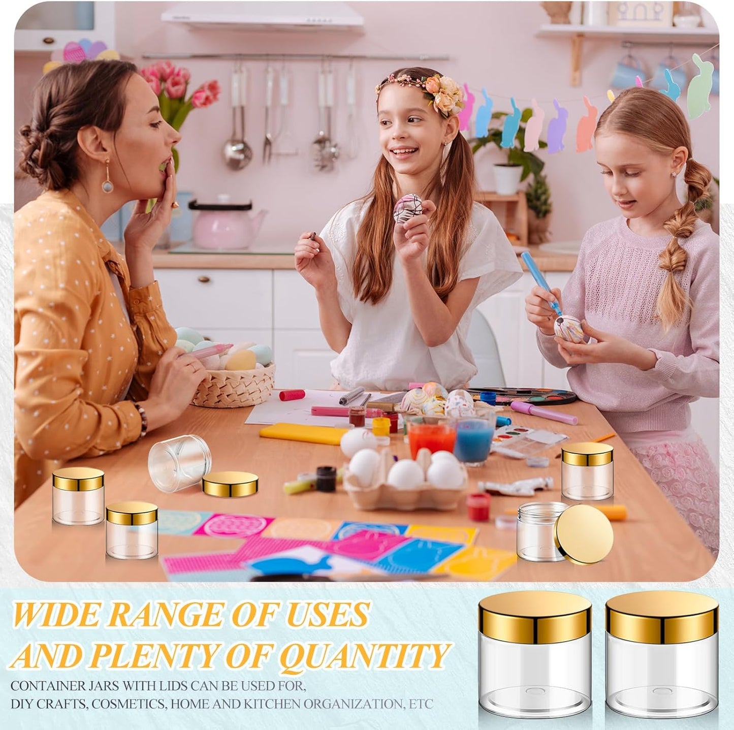 SATINIOR 36 Pieces 6 oz Plastic Jars with Lids Wide Mouth Airtight Reusable Container Acrylic Cosmetic Small Jars for Lotions Ointments Travel Toiletries Creams Make up Storage(Gold)