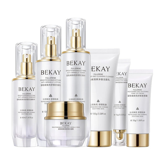 Fullerene Brightening Soothing Anti-Wrinkle Skin Care Set Kit For Women Gift Set 7 Pieces Women Beauty Set