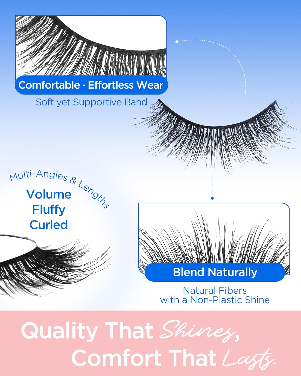BEYELIAN False Eyelashes 14 Pairs Eye Lashes 10-15mm Strip Lash Pack Soft 3D Volume Faux Mink Lashes That Look Like Extensions C188