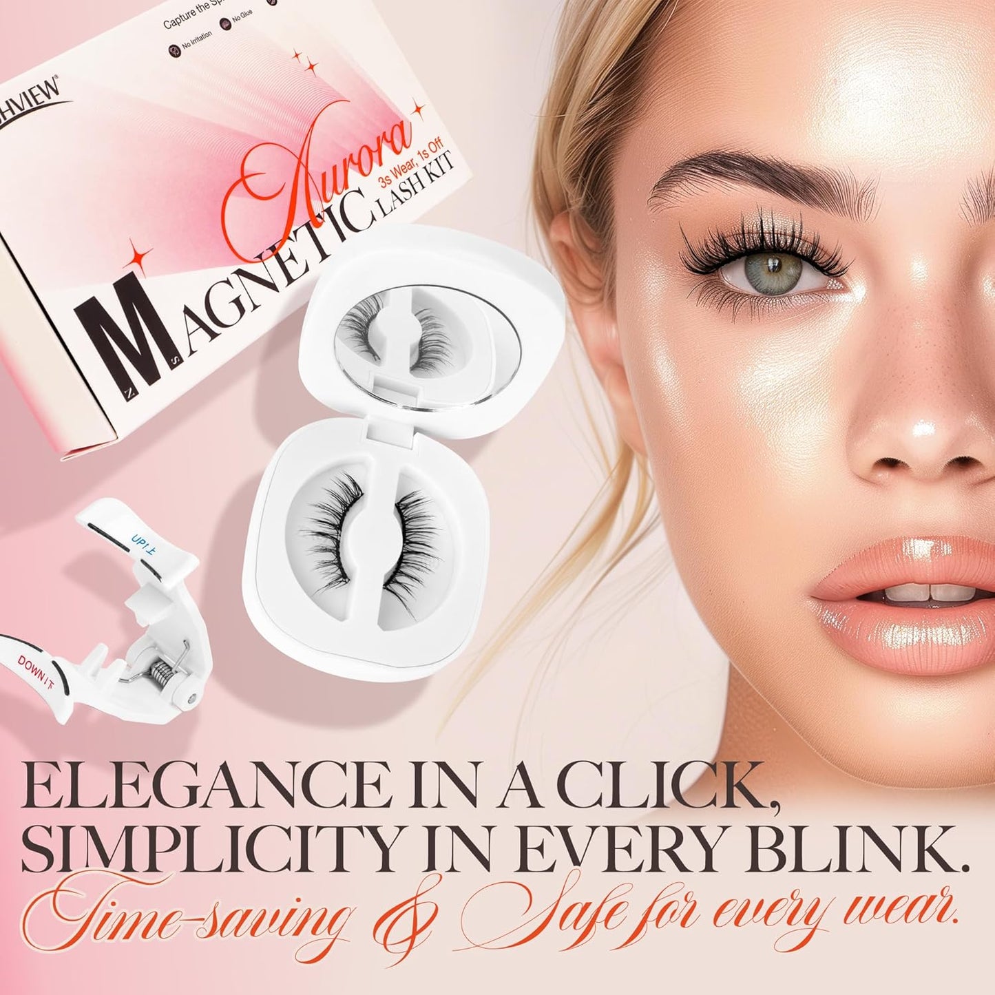 LASHVIEW Magnetic Eyelashes with Applicator,Reusable Soft Magnetic Eyelashes Natural Look, No Glue Needed RCM02-N