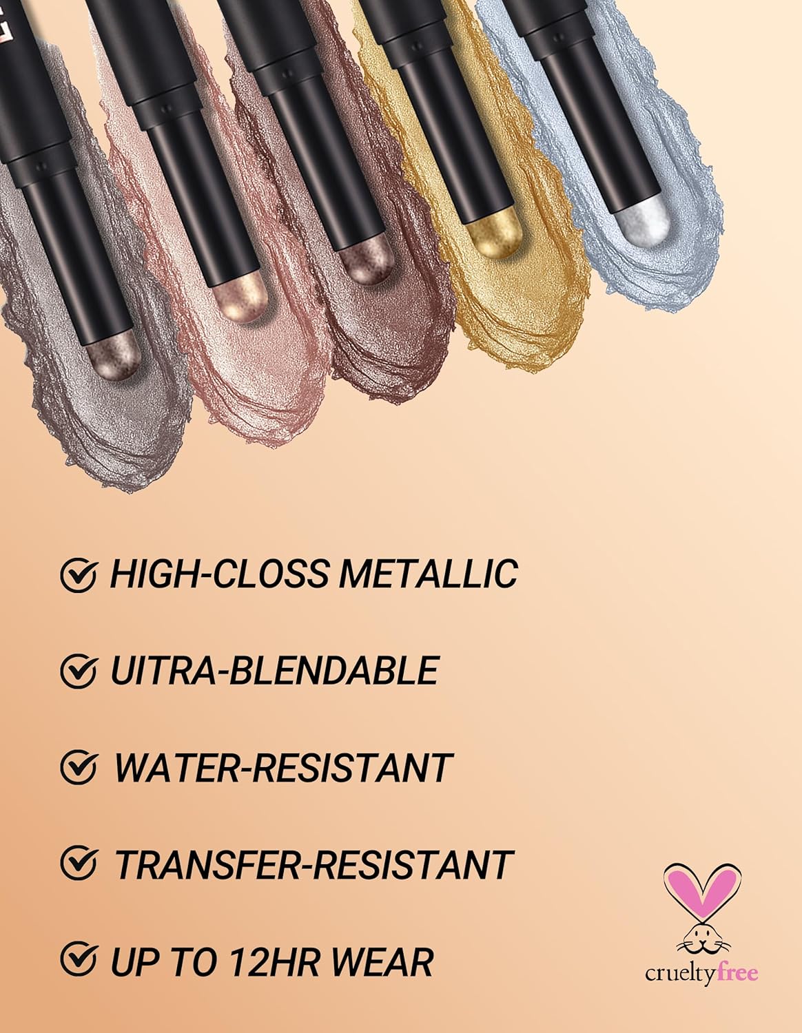 Erinde Shimmer Cream Eyeshadow Stick, Long Lasting Metallic Eye Shadow Sticks, Waterproof Creamy Glitter Eyeshadow Pencil, High Pigmented Blendable Neutral Eye Makeup, 22 Dark Taupe Shimmer