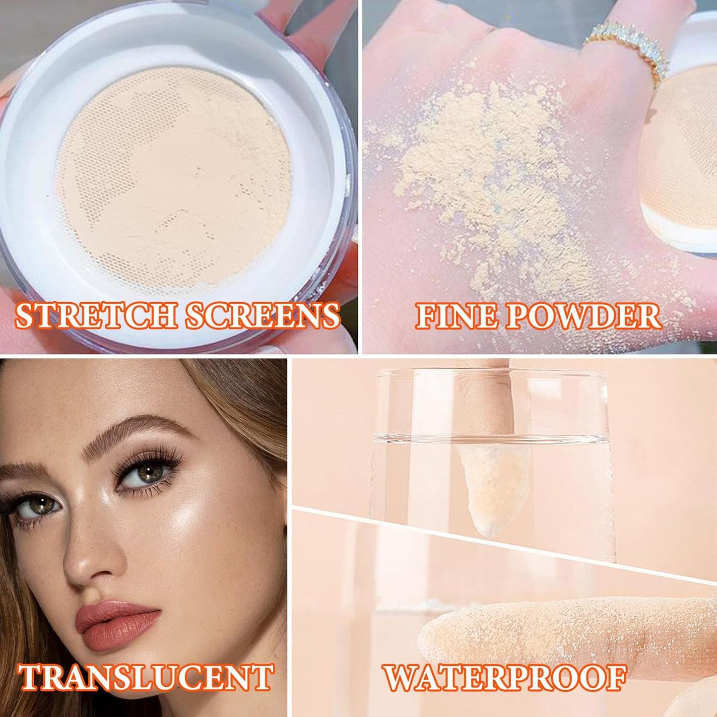 Loose Setting Face Powder,Loose Powder Lightweight & Breathable Setting Powder,Brighten Long Lasting Pigmented Waterproof Blurring Powder Natural Finish Face Makeup for Women（Natural）