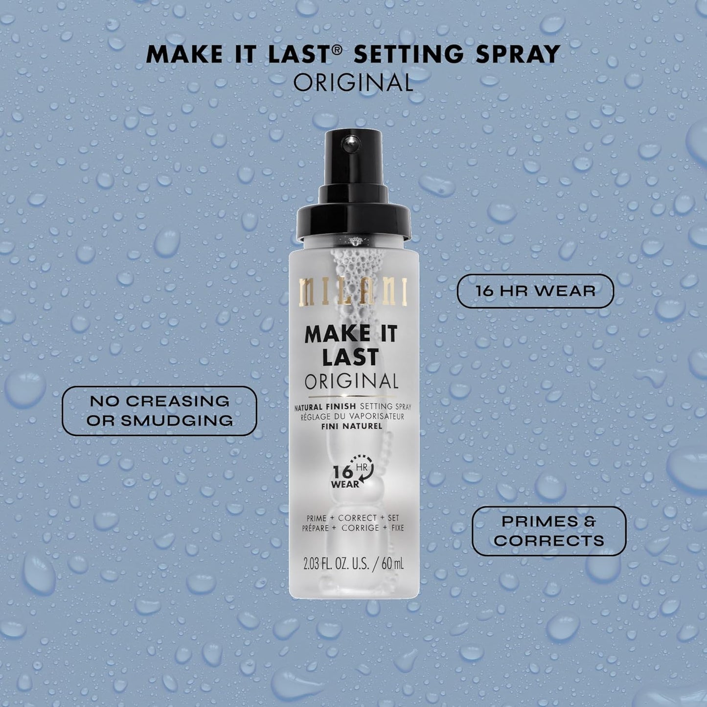 Milani Setting Spray + Primer, Make It Last Original - Natural Finish with Niacinamide for Hydration, Setting Spray for Makeup and Face Primer, 3-in-1 Prime + Hydrate + Set, 2.03 Fl. Oz - 2 Pack