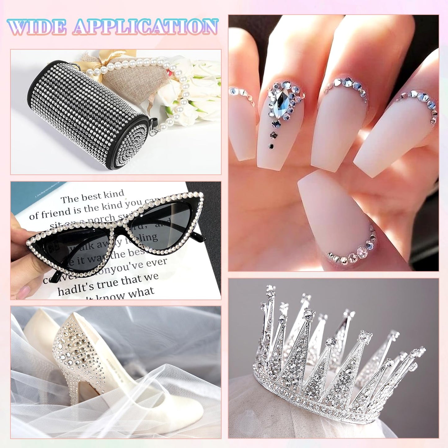 30000Pcs Resin Silver Clear Rhinestones with B7000 Jewelry Glue for Bedazzling Crafting, 2-6mm Flatback Gems, Bedazzler Kit for Crafts Clothing Tumblers Shoes Decor Nail Art