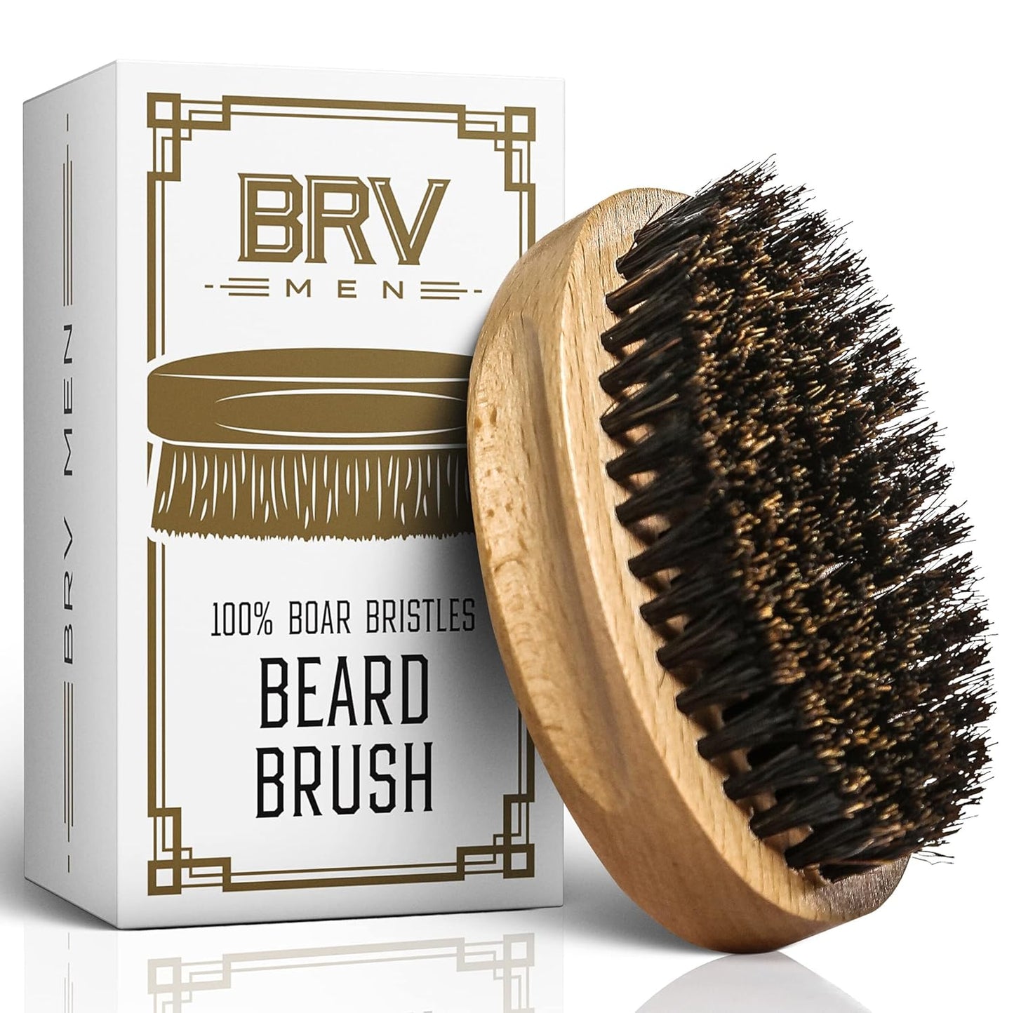 Beard Brush | Firm Boar Bristles | First-Cut Boar Hair Bristles | The Ideal Gift For Men (Beechwood)