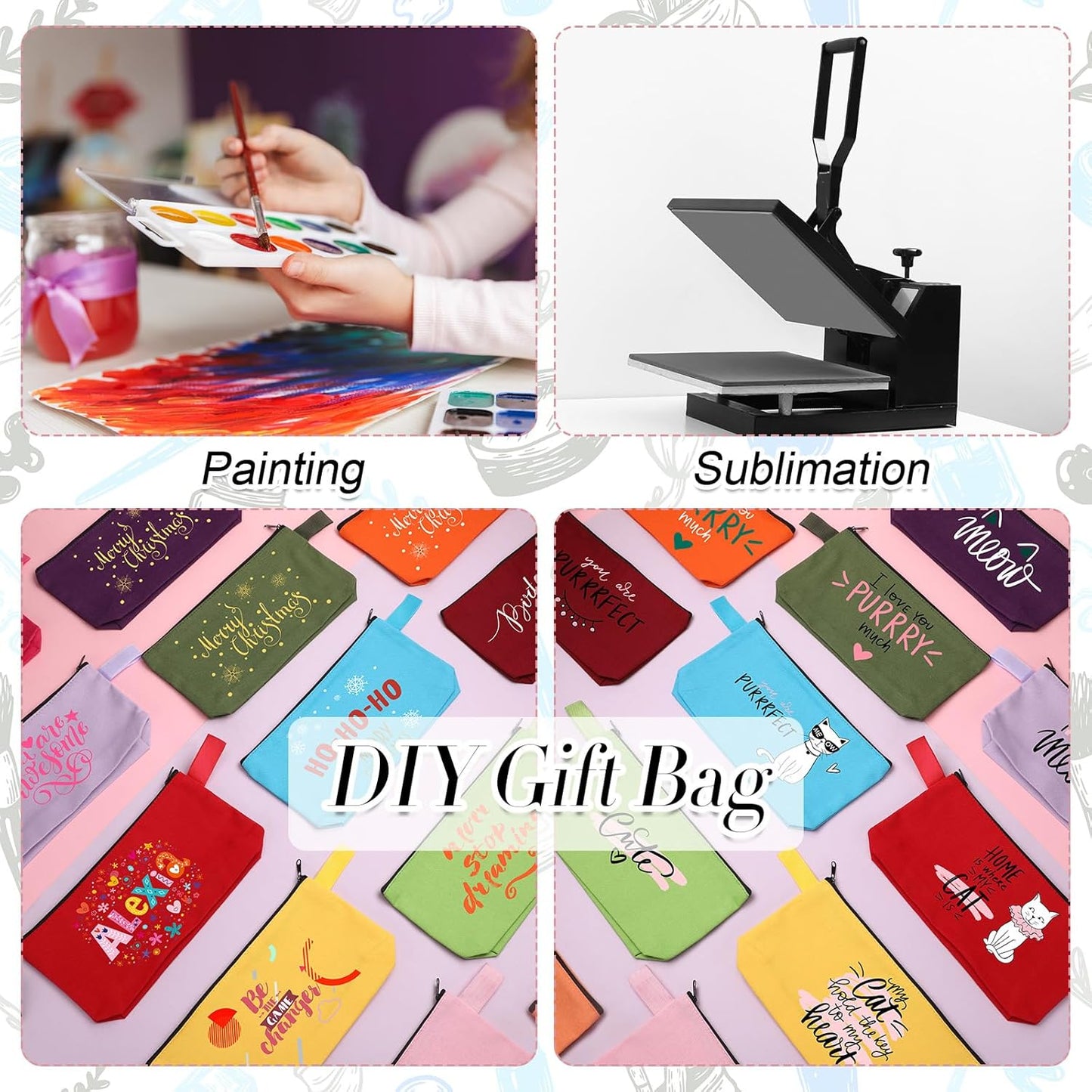 Reginary 60 Pieces Canvas Makeup Bags Bulk Cute Travel Cosmetic Pouch Multipurpose Blank Small Toiletry Bag DIY with Zipper for Women Teens Operation Christmas Gifts Items, 15 Colors(9.8 x 5 x 2 Inch)